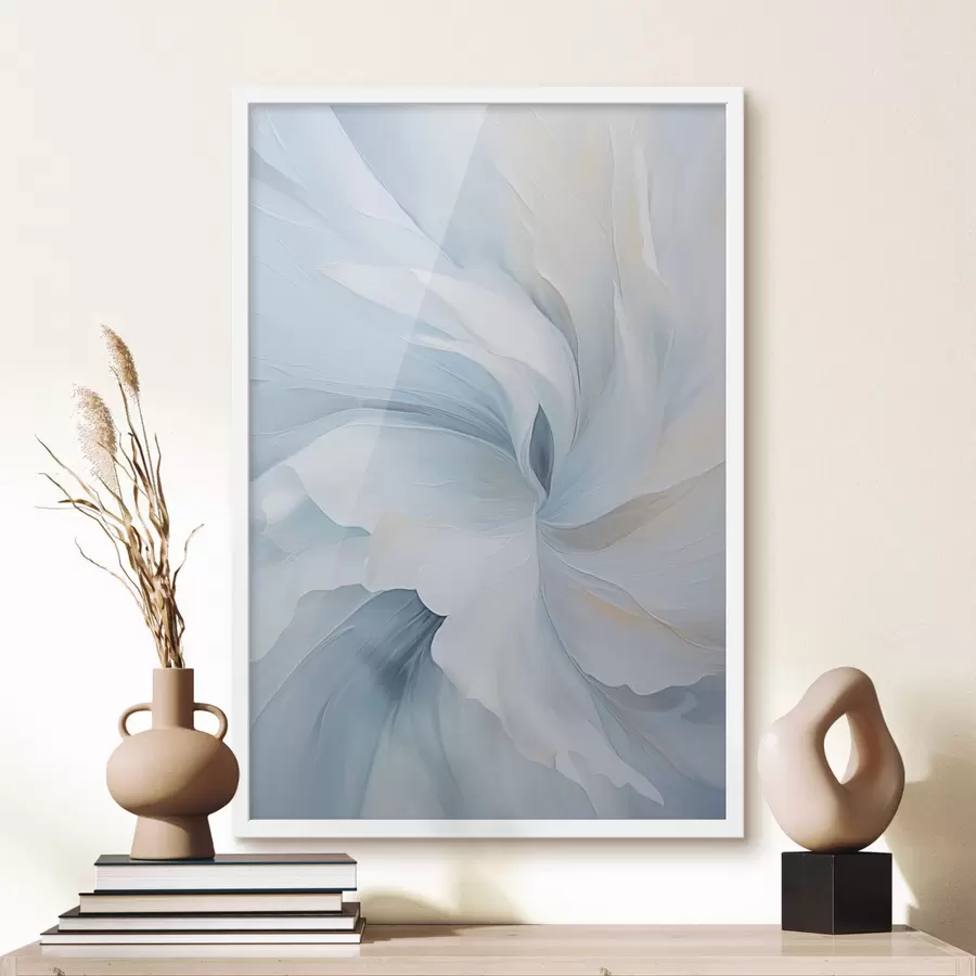 carta da parati Petali astratti delicati e traslucidi che volteggiano verso l'interno con luci soffuse e una texture pittorica. nr. f47437