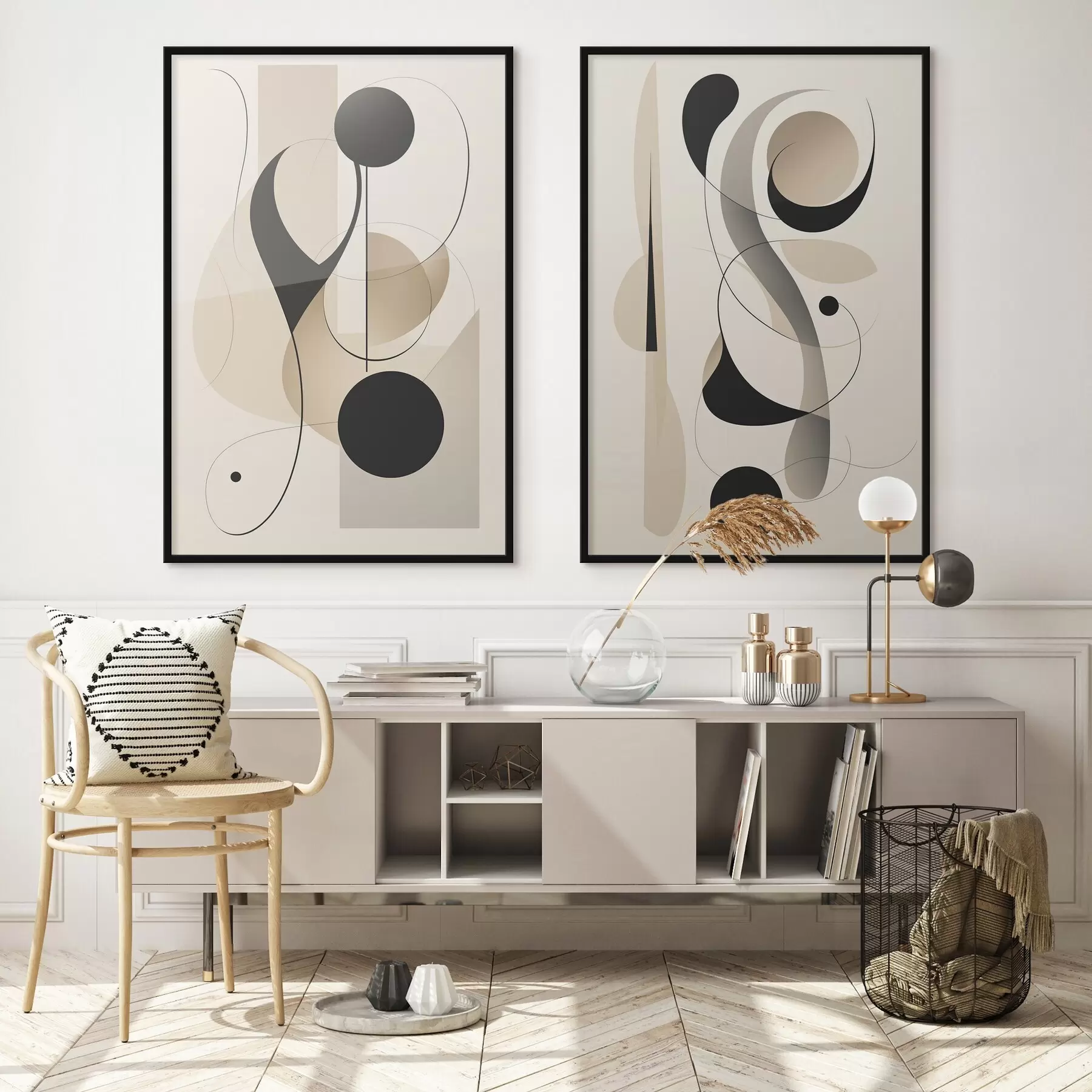 carta da parati Composizione astratta con curve e forme nr. d00538