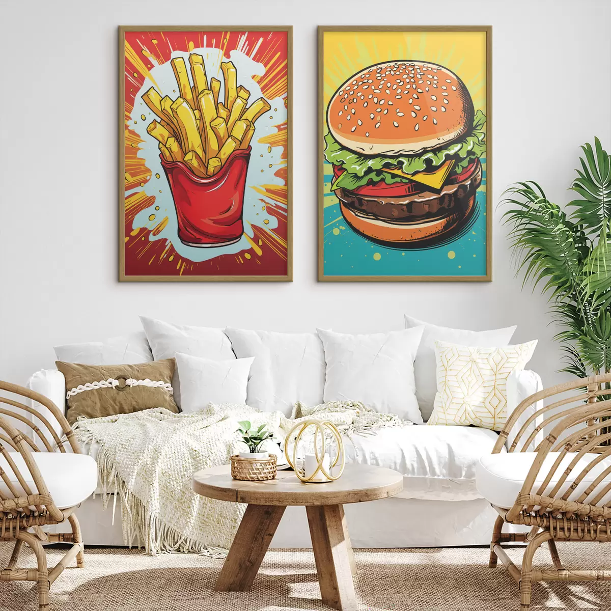 Poster Patatine fritte e hamburger d00556