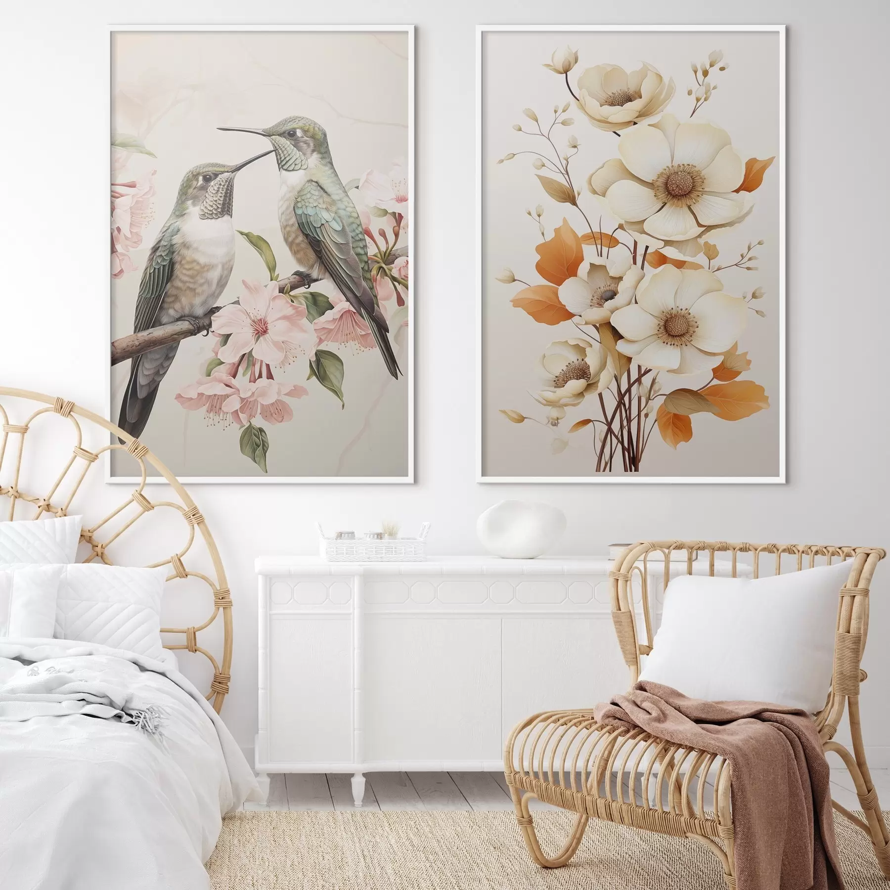 carta da parati Fiori e uccelli sui rami nr. d00560