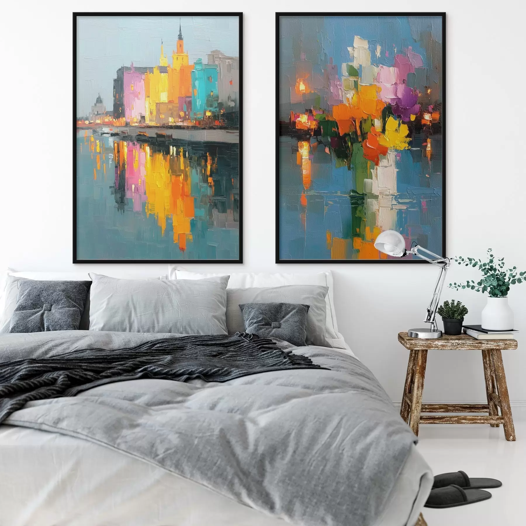 carta da parati Dinamica della città: composizione astratta con riflessi di luci sul fiume nr. d00569