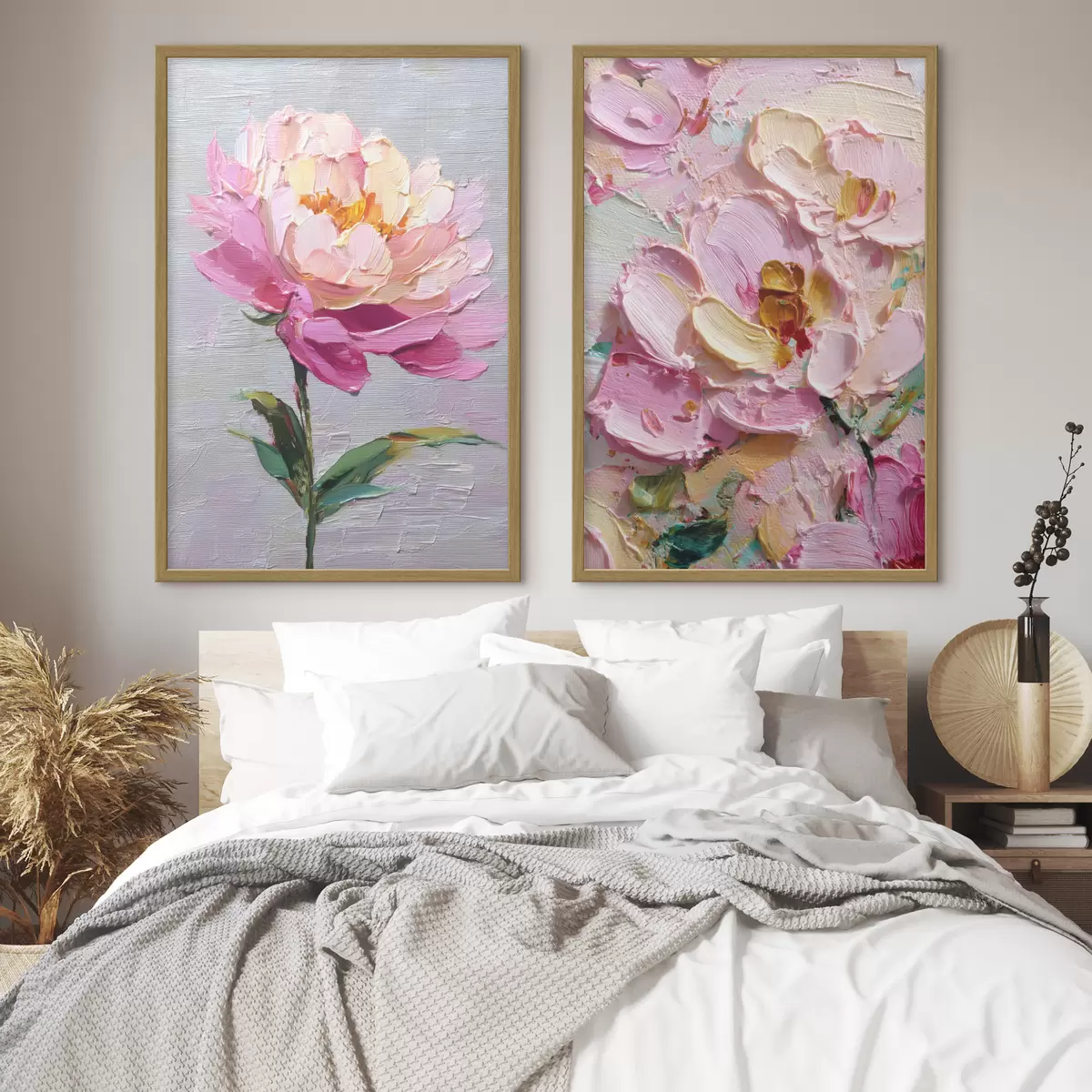 Poster Arte moderna con fiori rosa in tecnica volumetrica d00572