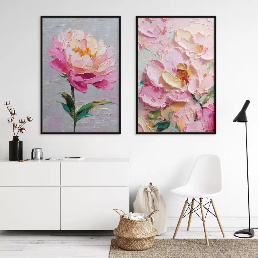 carta da parati Arte moderna con fiori rosa in tecnica volumetrica nr. d00572