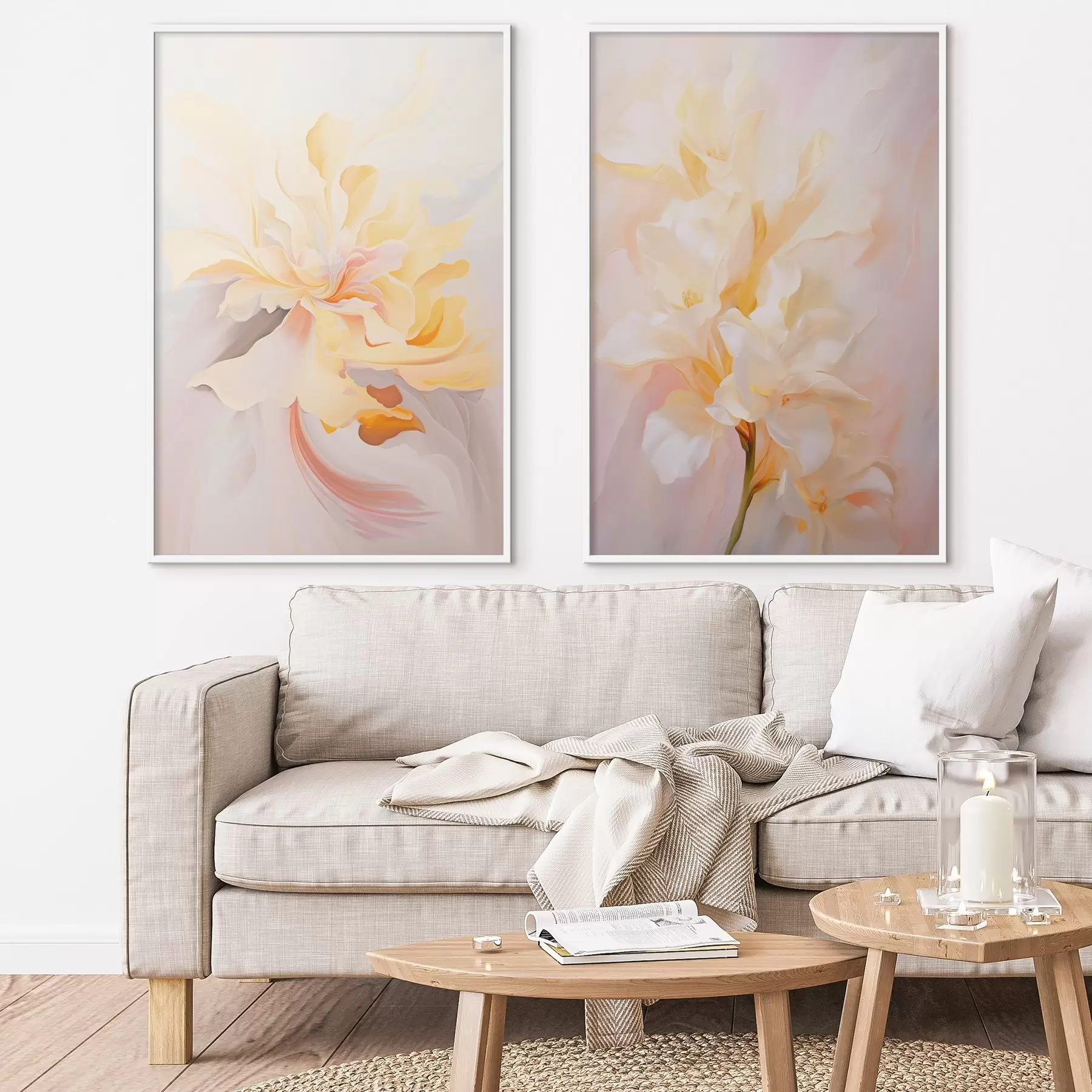 carta da parati Delicato dittico in stile acquerello con transizioni di colore nr. d00576