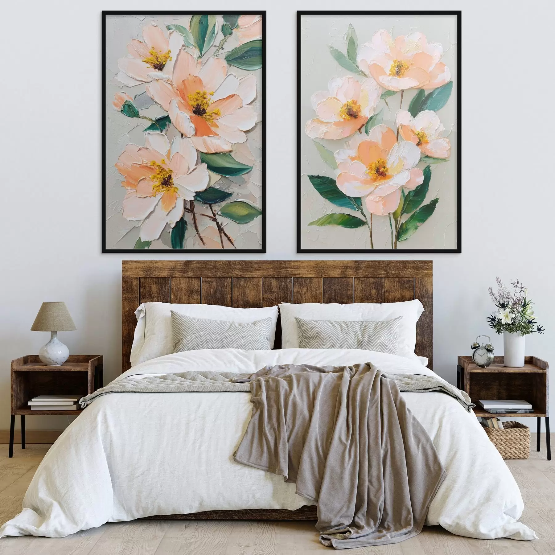 carta da parati Dipinto in stile Impasto che combina un grande bouquet e singoli fiori nr. d00579