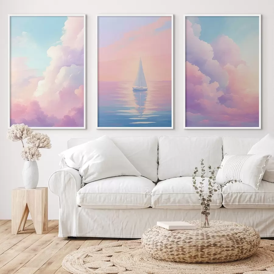 carta da parati Barca a vela in mare su uno sfondo di nuvole nr. d00619