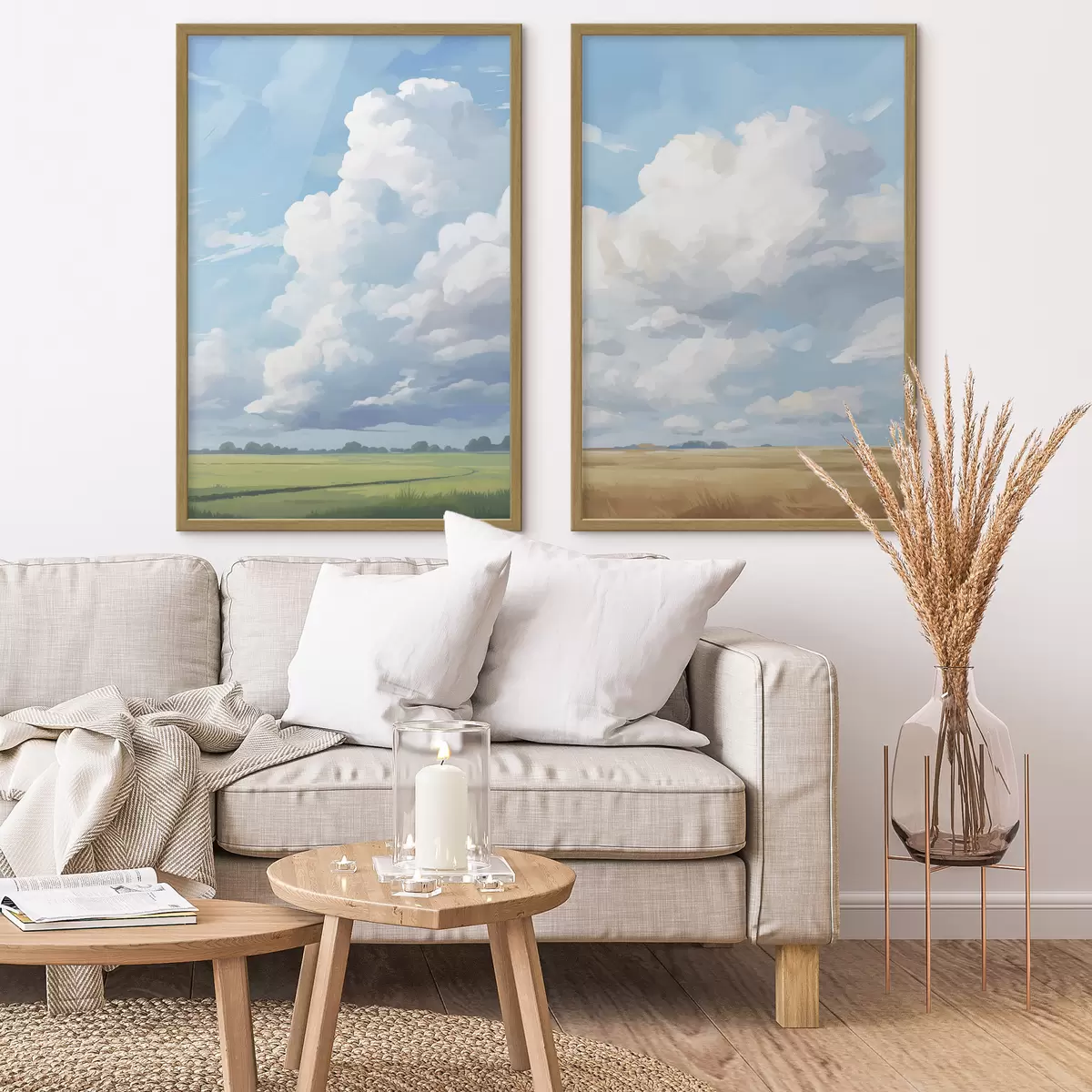 Poster Campo contro il cielo con enormi nuvole d00624