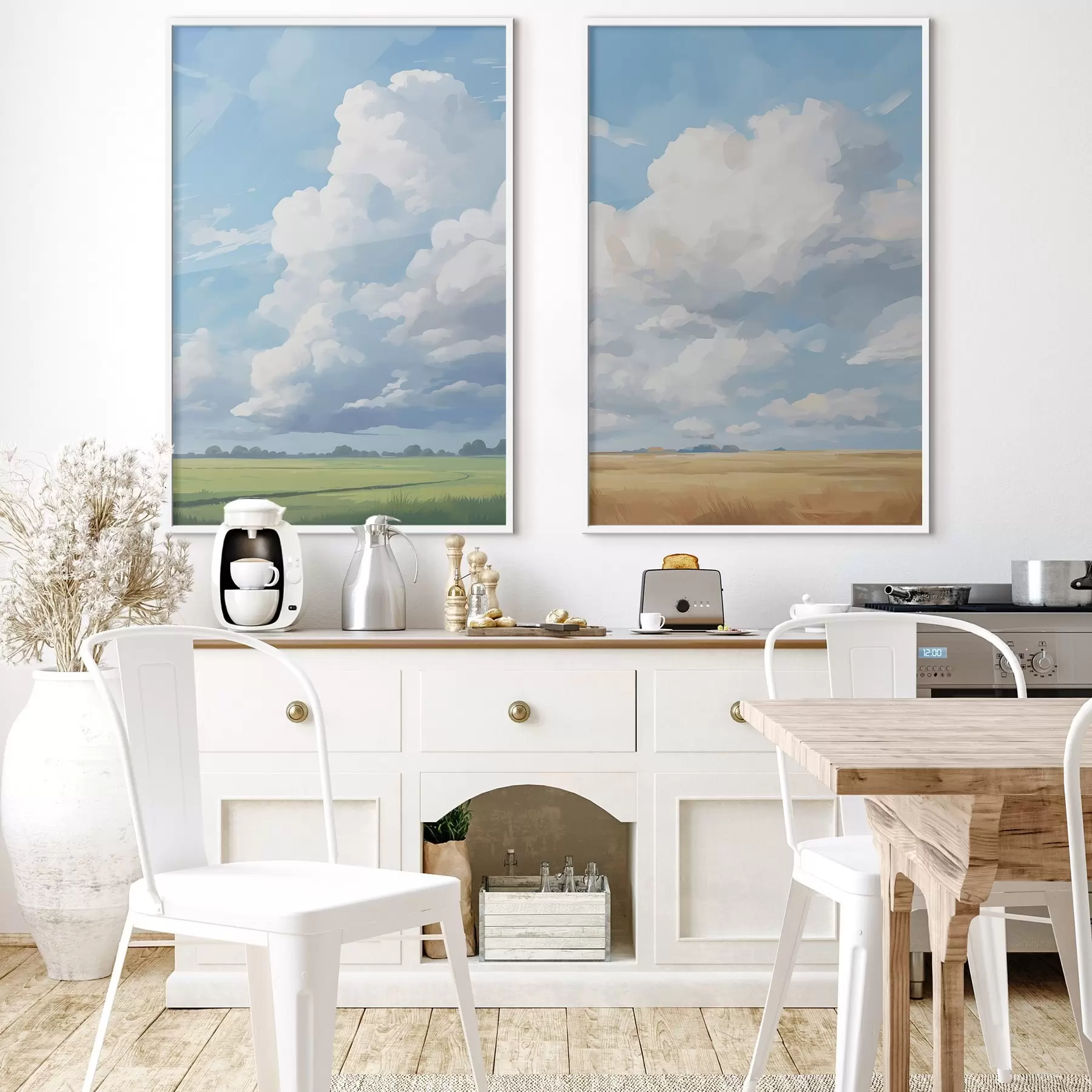 carta da parati Campo contro il cielo con enormi nuvole nr. d00624