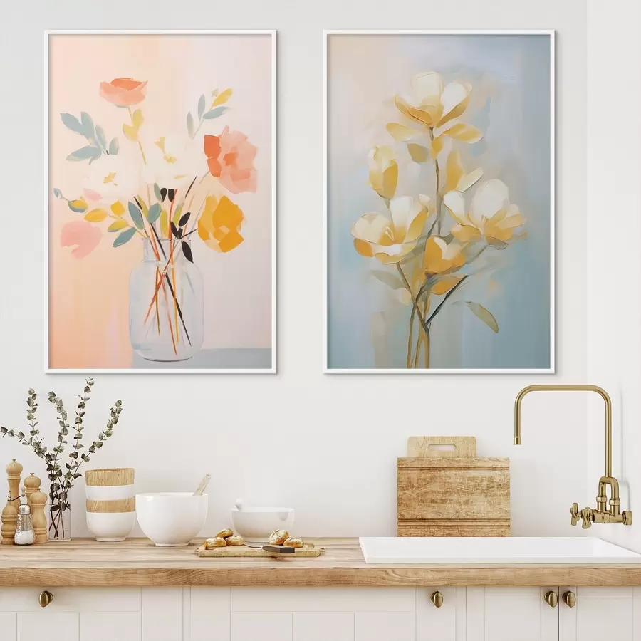 carta da parati Fiori in vaso: disegno nello stile della pittura ad olio nr. d00636