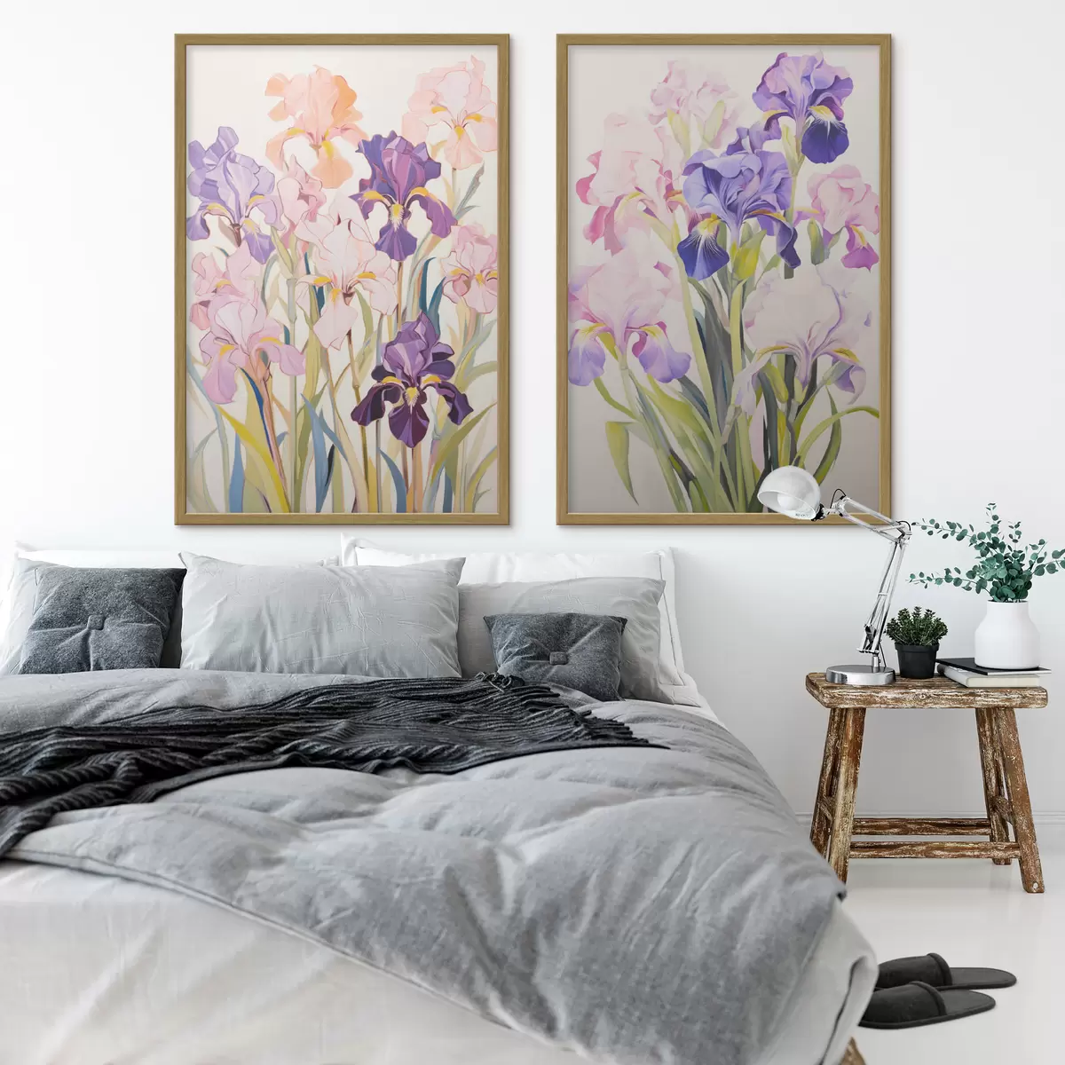 Poster Iris in tonalità pastello su sfondo chiaro d00660