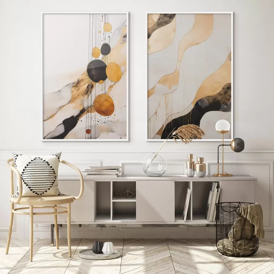 carta da parati Composizione astratta con cerchi neri e arancioni nr. d00684