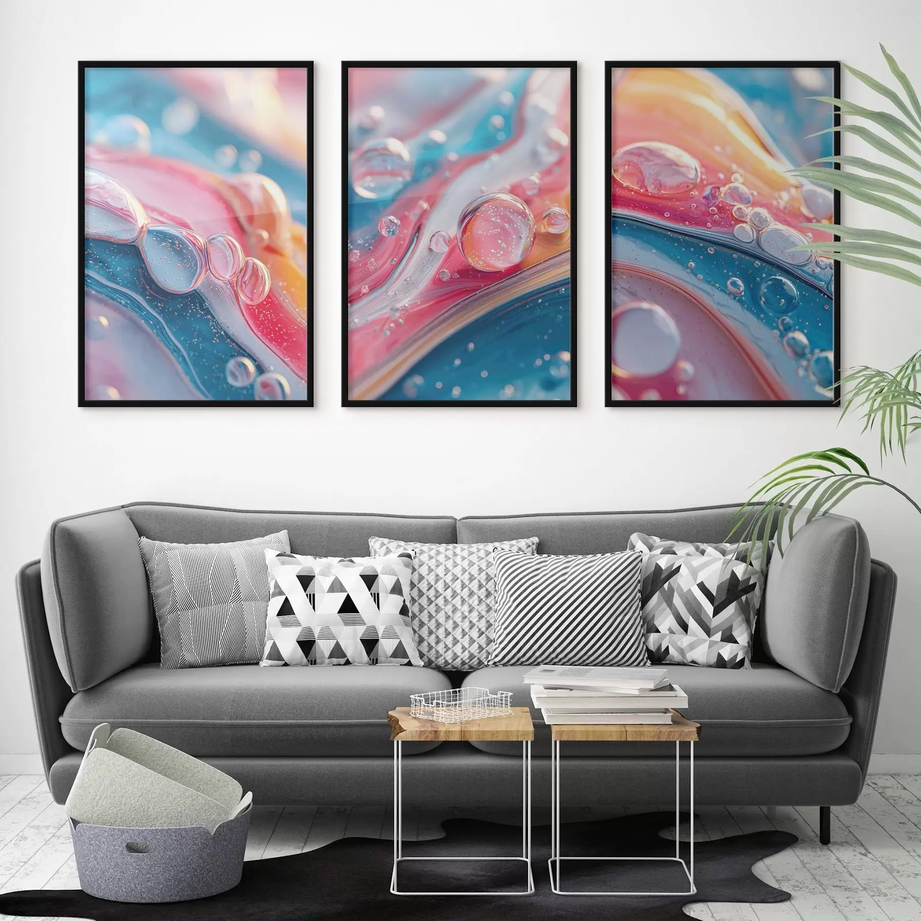 carta da parati onde multicolori con bolle nr. d00698