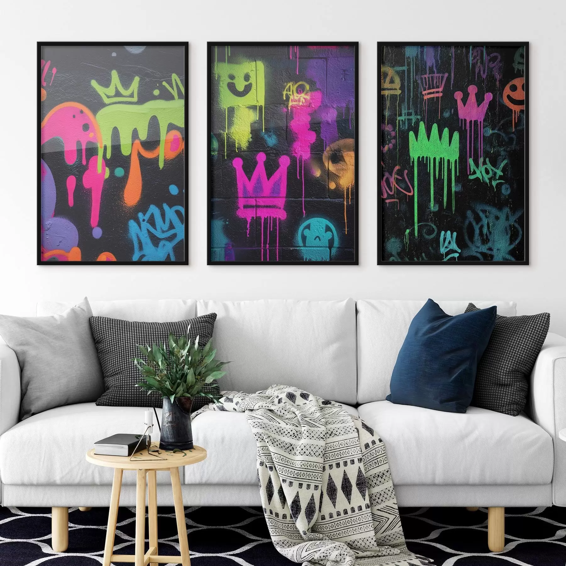 carta da parati graffiti luminosi su sfondo scuro nr. d00703