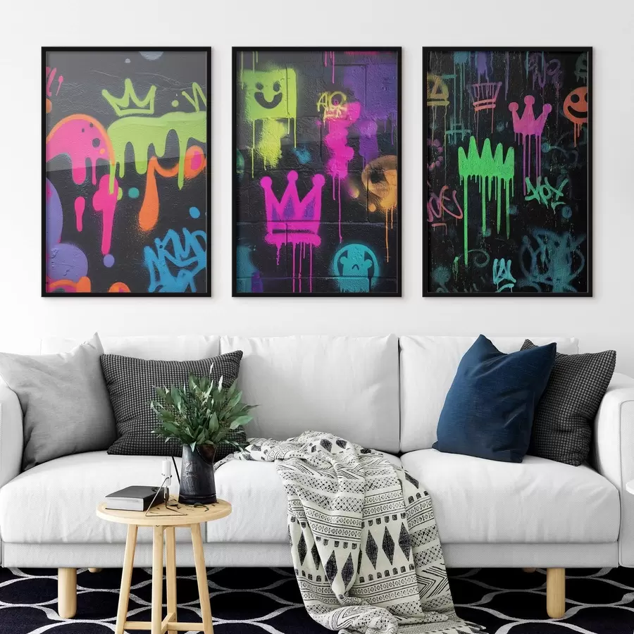 carta da parati graffiti luminosi su sfondo scuro nr. d00703