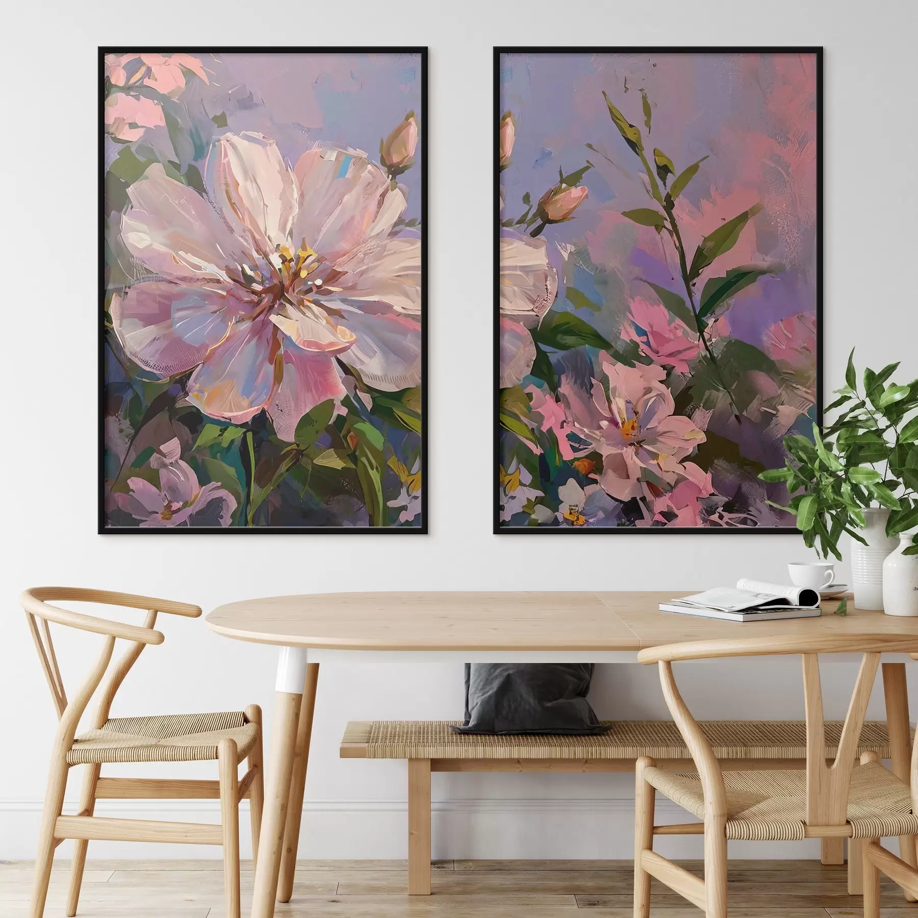 carta da parati fiori rosa in stile pittura a olio nr. d00706