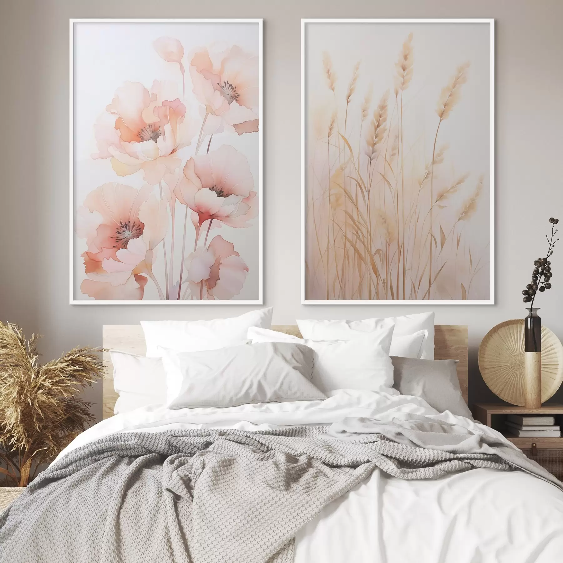 carta da parati Papaveri e spighette imitazione acquerello nr. d00723