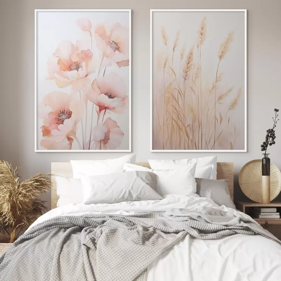 carta da parati Papaveri e spighette imitazione acquerello nr. d00723