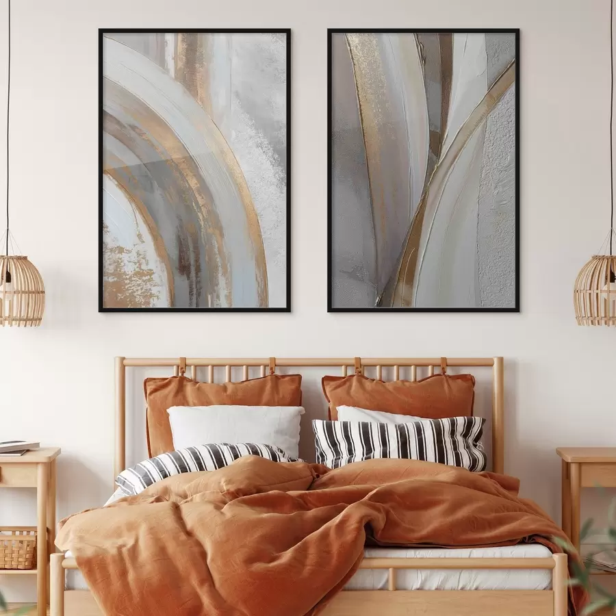 carta da parati Archi astratti grigi e gialli in stile moderno nr. d00749