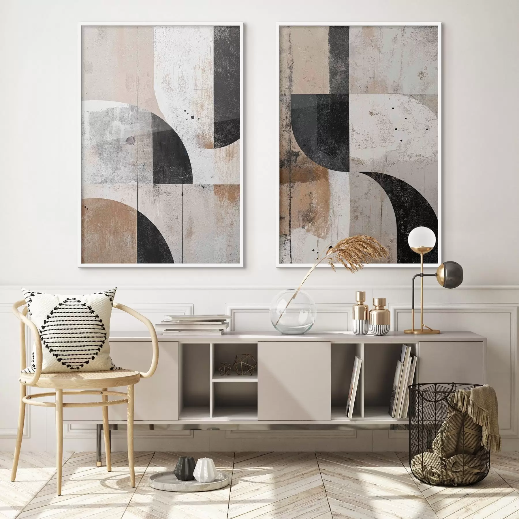 carta da parati Forme geometriche nei toni del beige e del nero nr. d00750