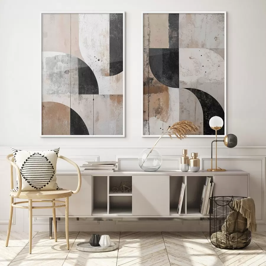 carta da parati Forme geometriche nei toni del beige e del nero nr. d00750