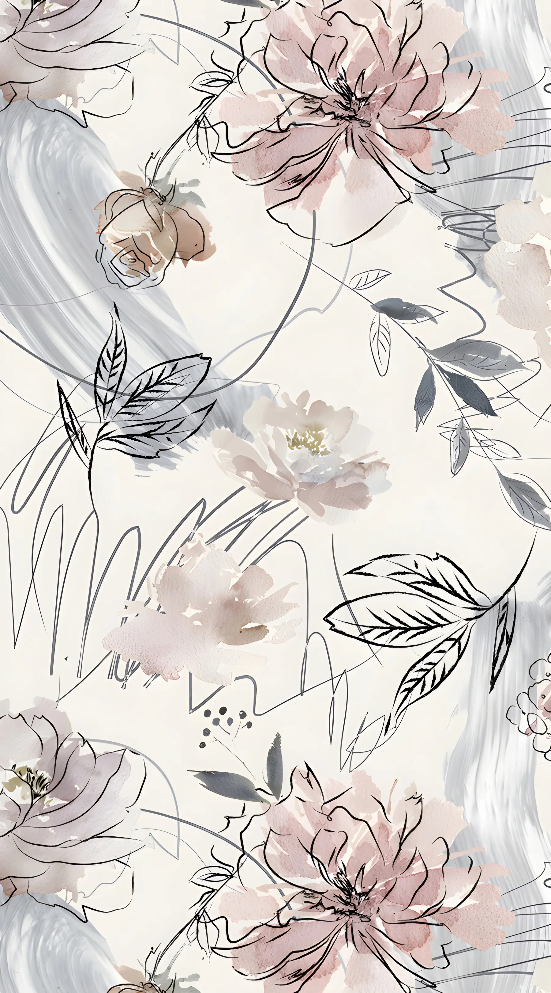 Carta da parati Floreale Fiori ad acquerello n. u71515