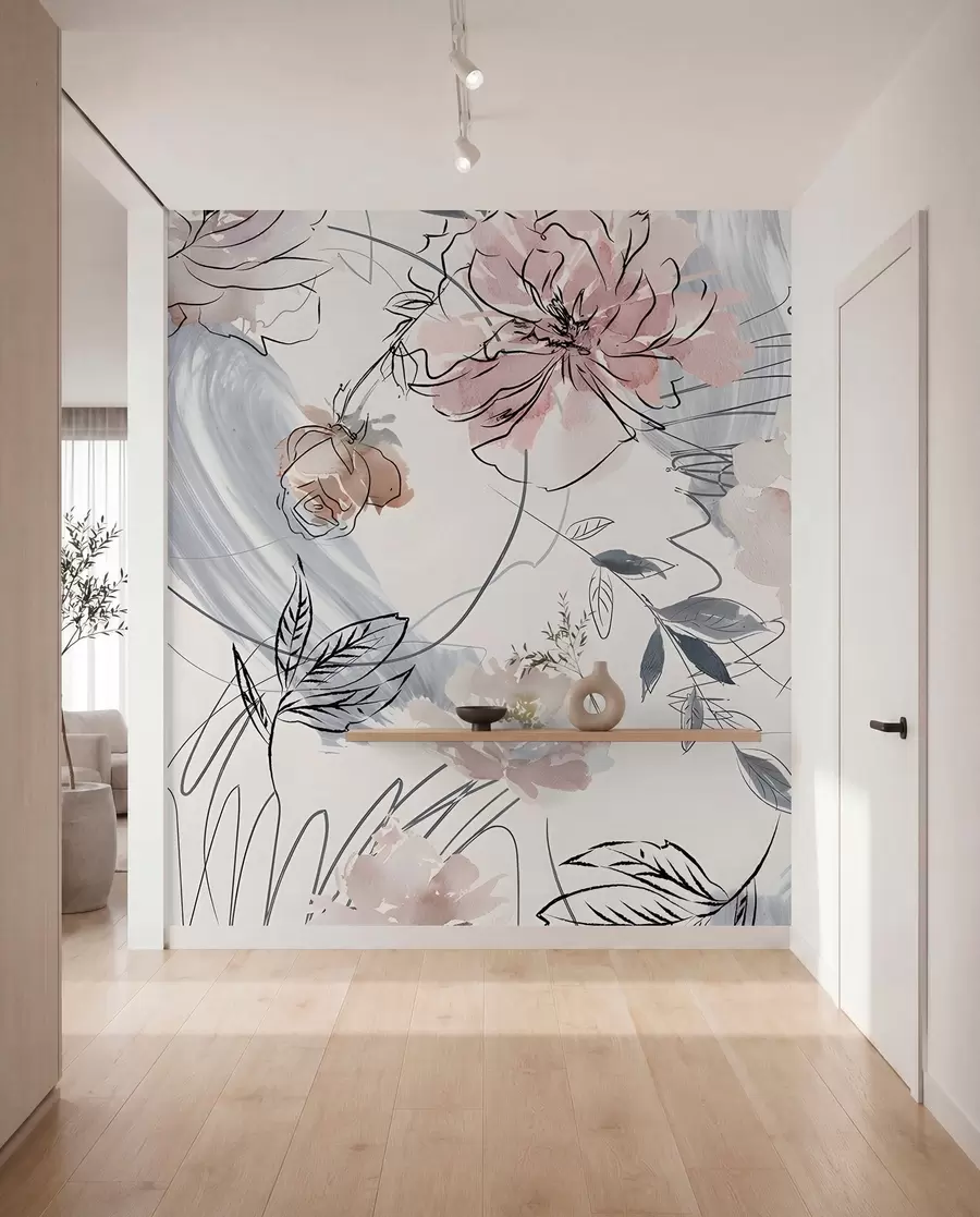 Carta da parati Floreale Fiori ad acquerello n. u71515
