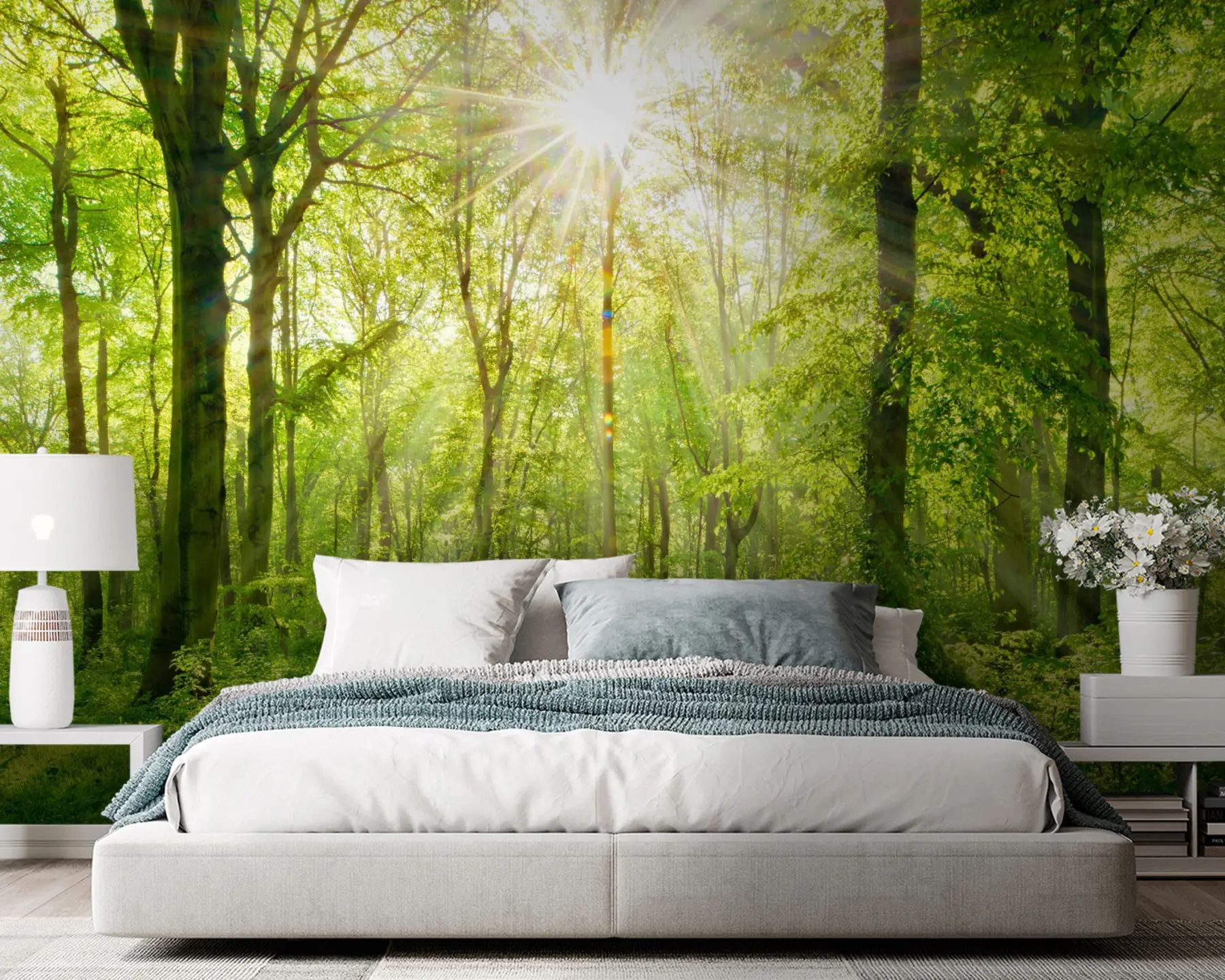 Carta da parati nature Percorso nella foresta soleggiata 