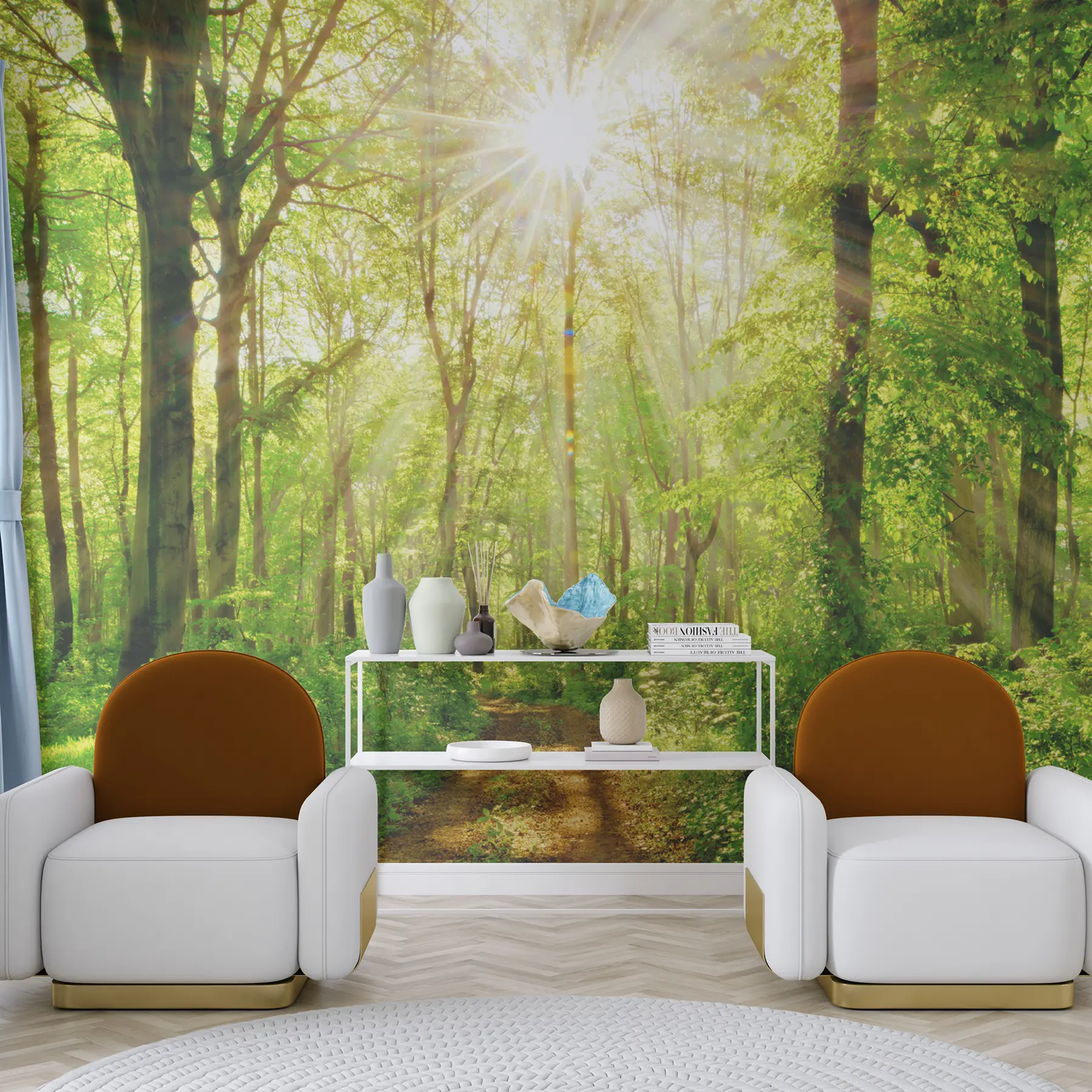 Carta da parati nature Percorso nella foresta soleggiata 