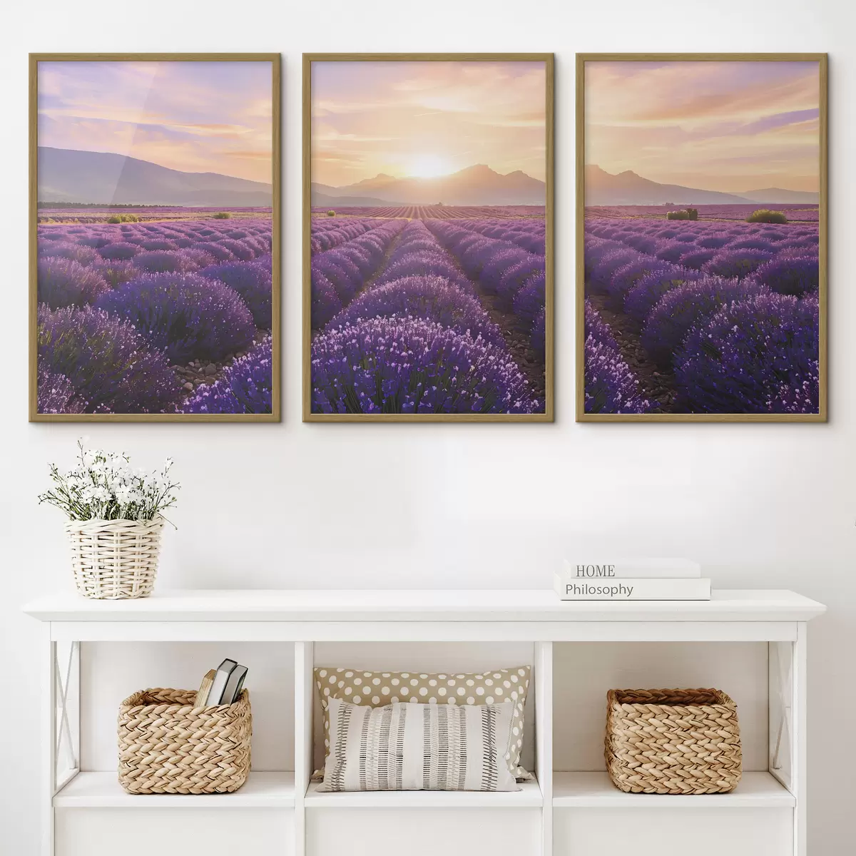 Poster Tramonto in un campo di lavanda d00785
