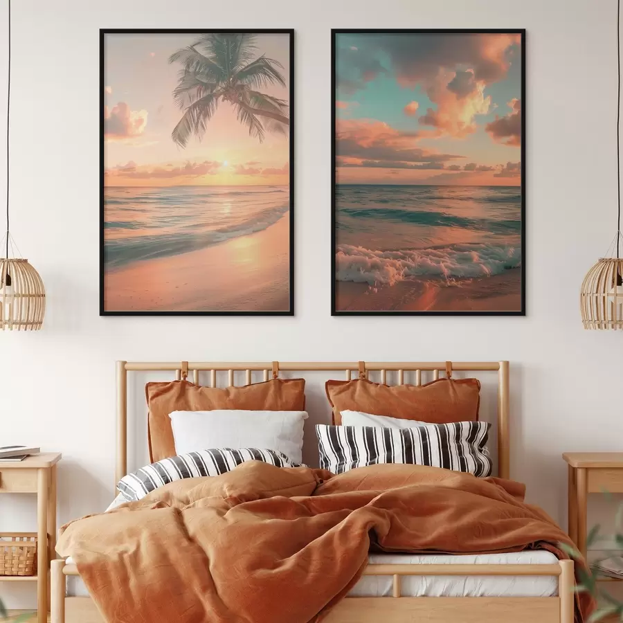 carta da parati Tramonto sulla costa con vista sulle onde nr. d00787