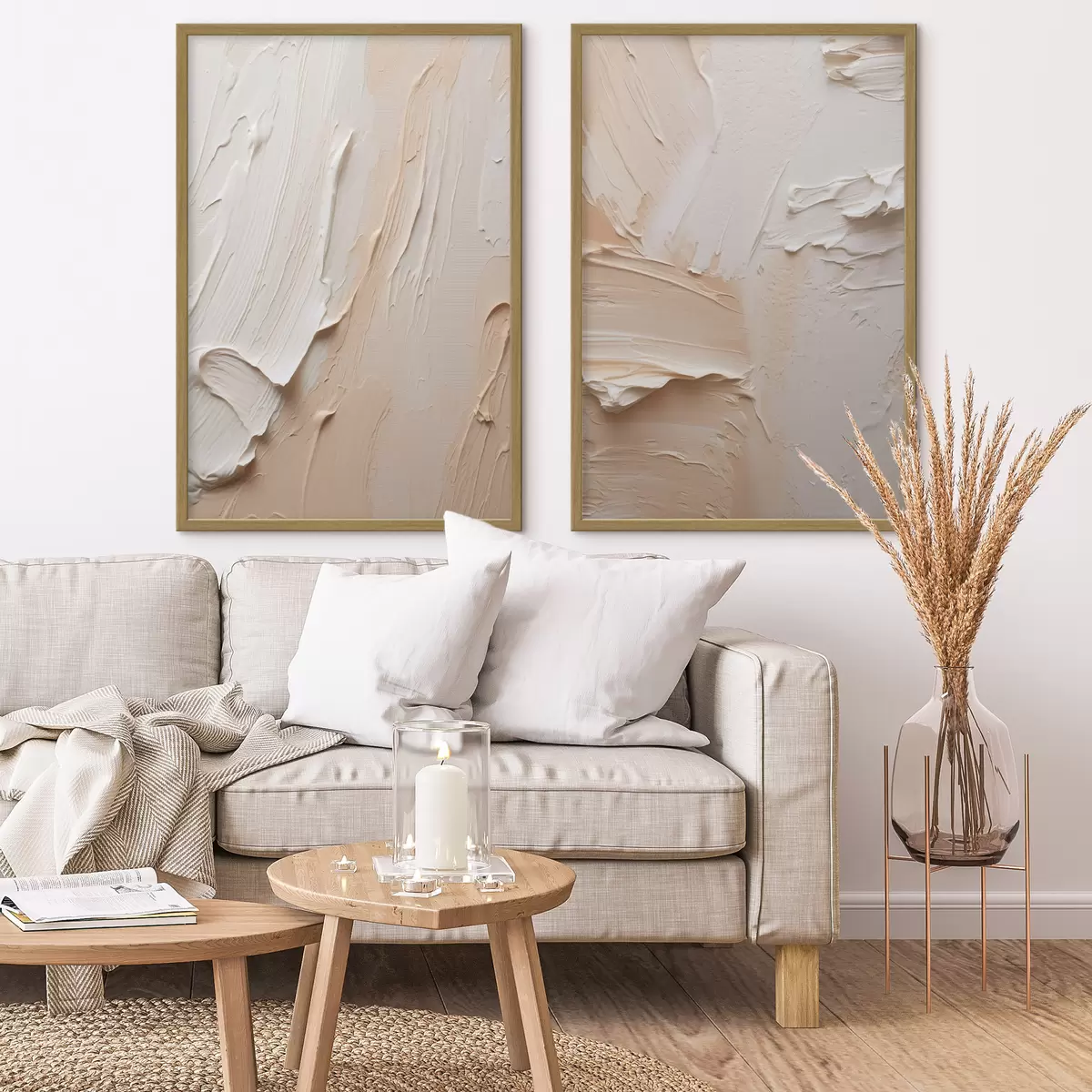 Poster Pennellate a impasto color sabbia crema d00767