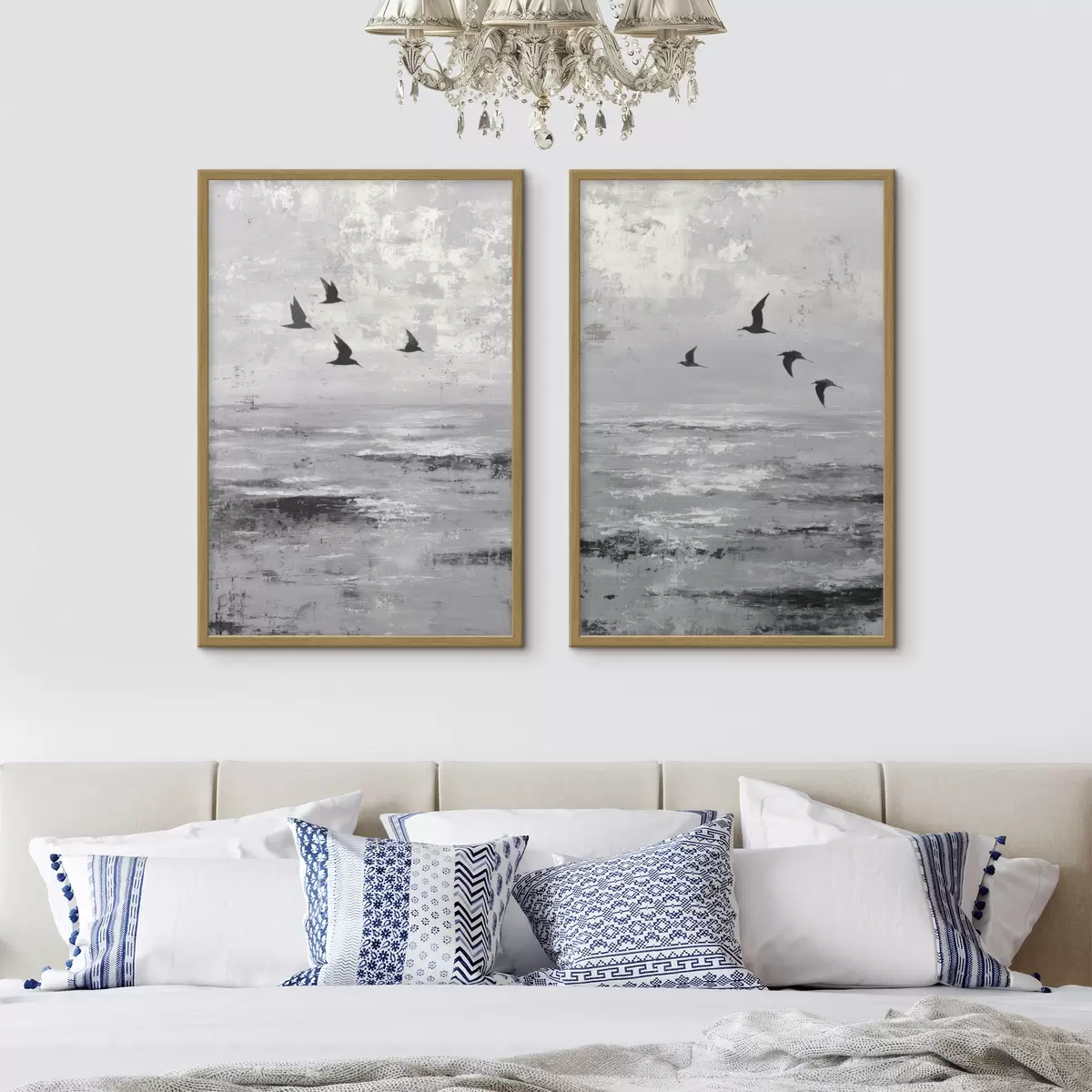 Poster Paesaggio astratto con uccelli d00778