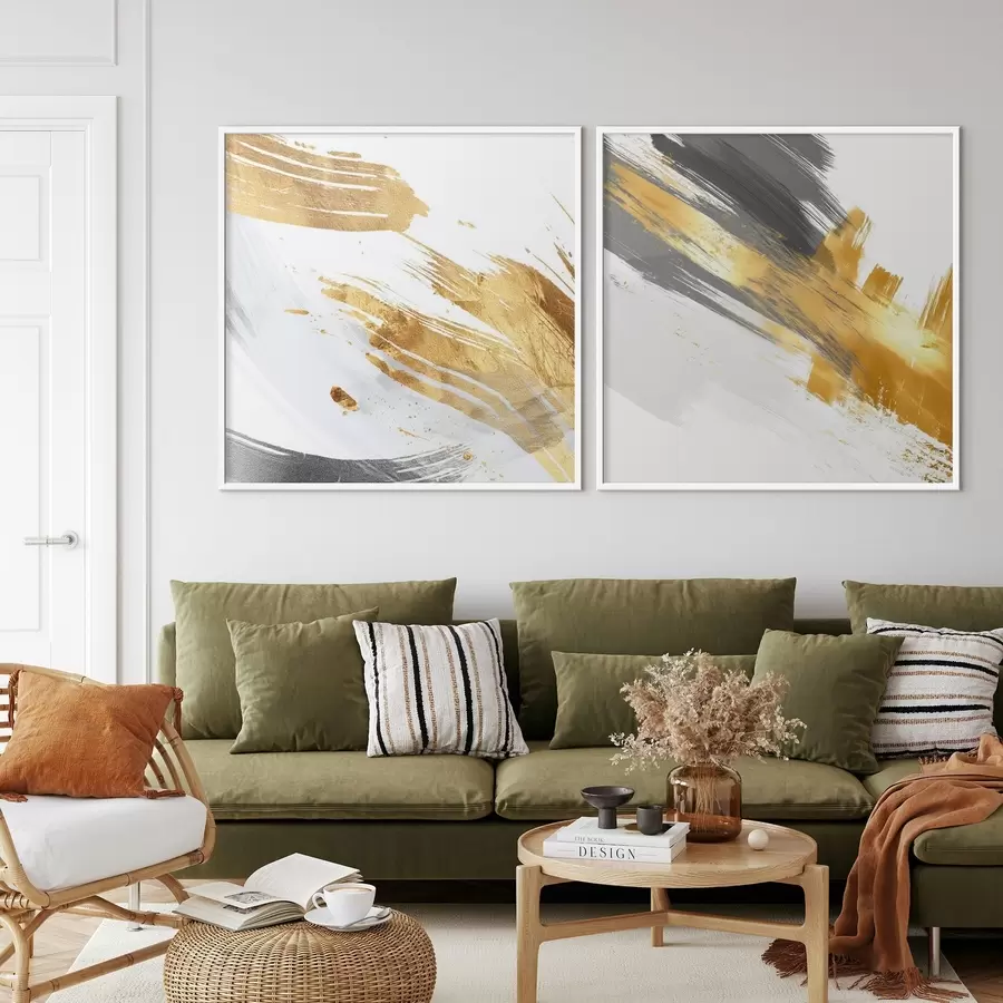 carta da parati Astrazione dinamica con tratti gialli e grigi nr. d00748