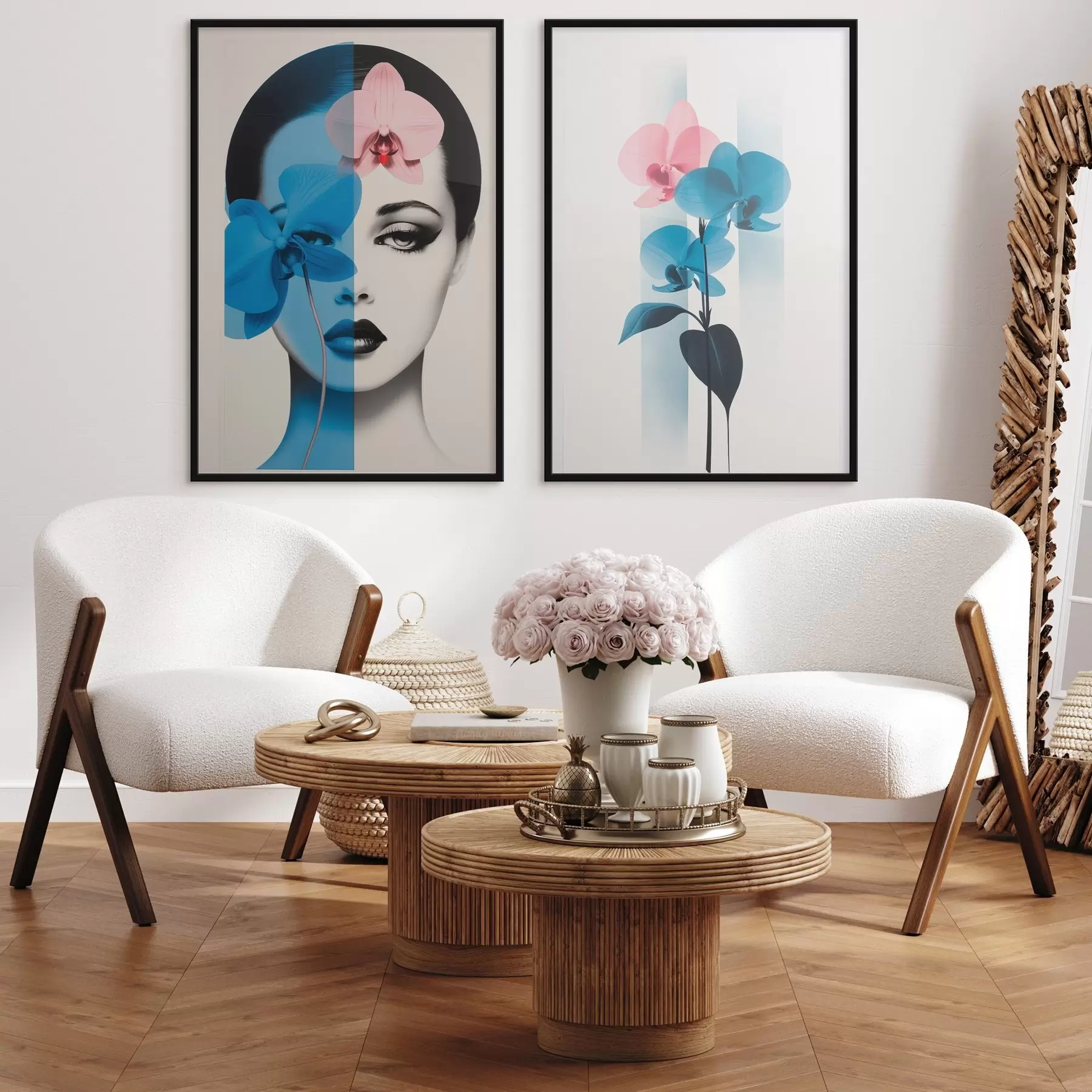 carta da parati Ritratto astratto di una donna con orchidee nr. d00818