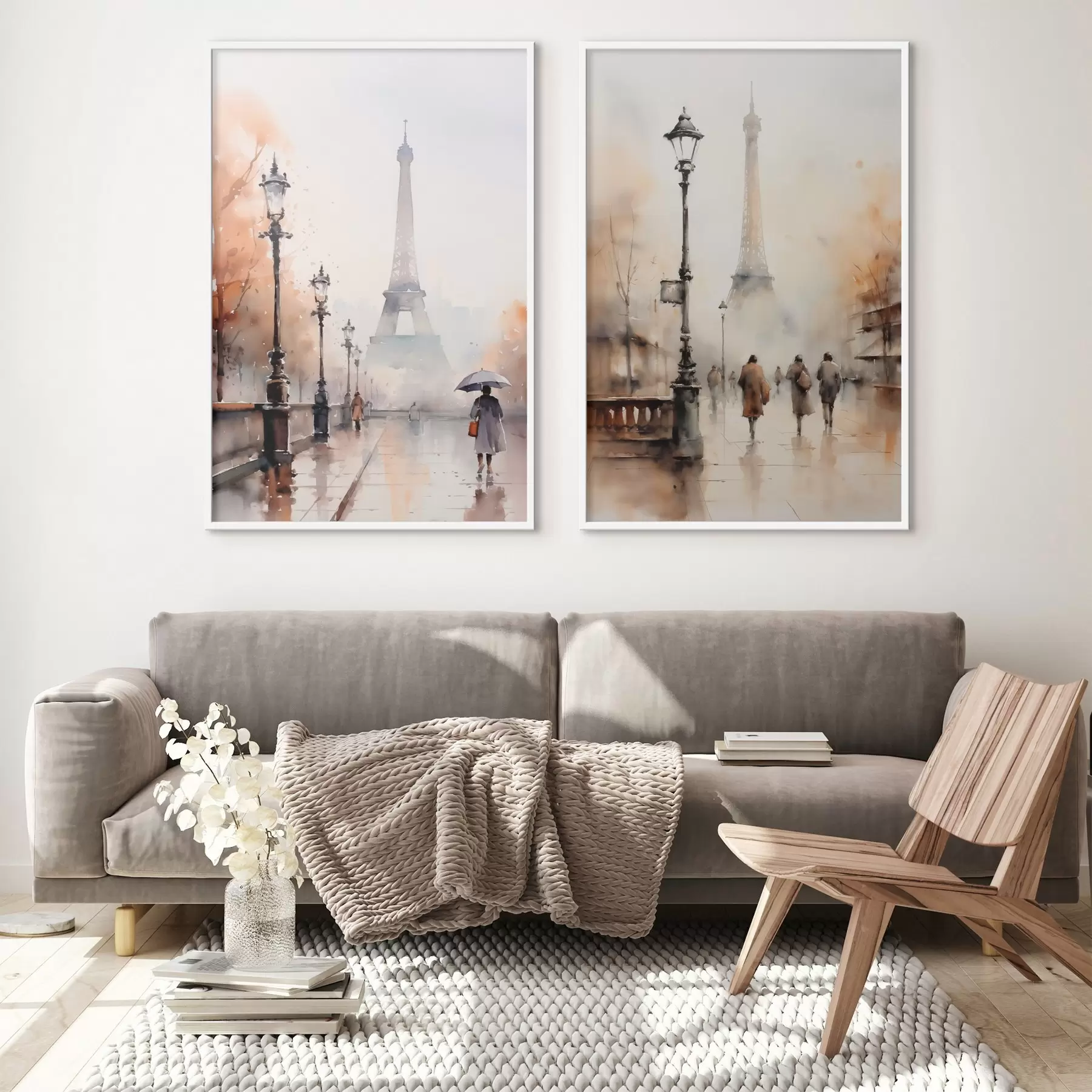 carta da parati Una piovosa giornata autunnale a Parigi con la Torre Eiffel sullo sfondo e lampioni vintage nr. d00821