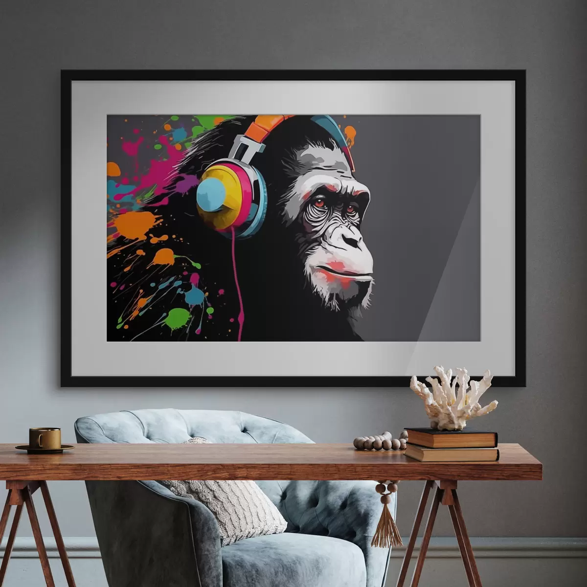 Poster Scimmia con le cuffie f47385