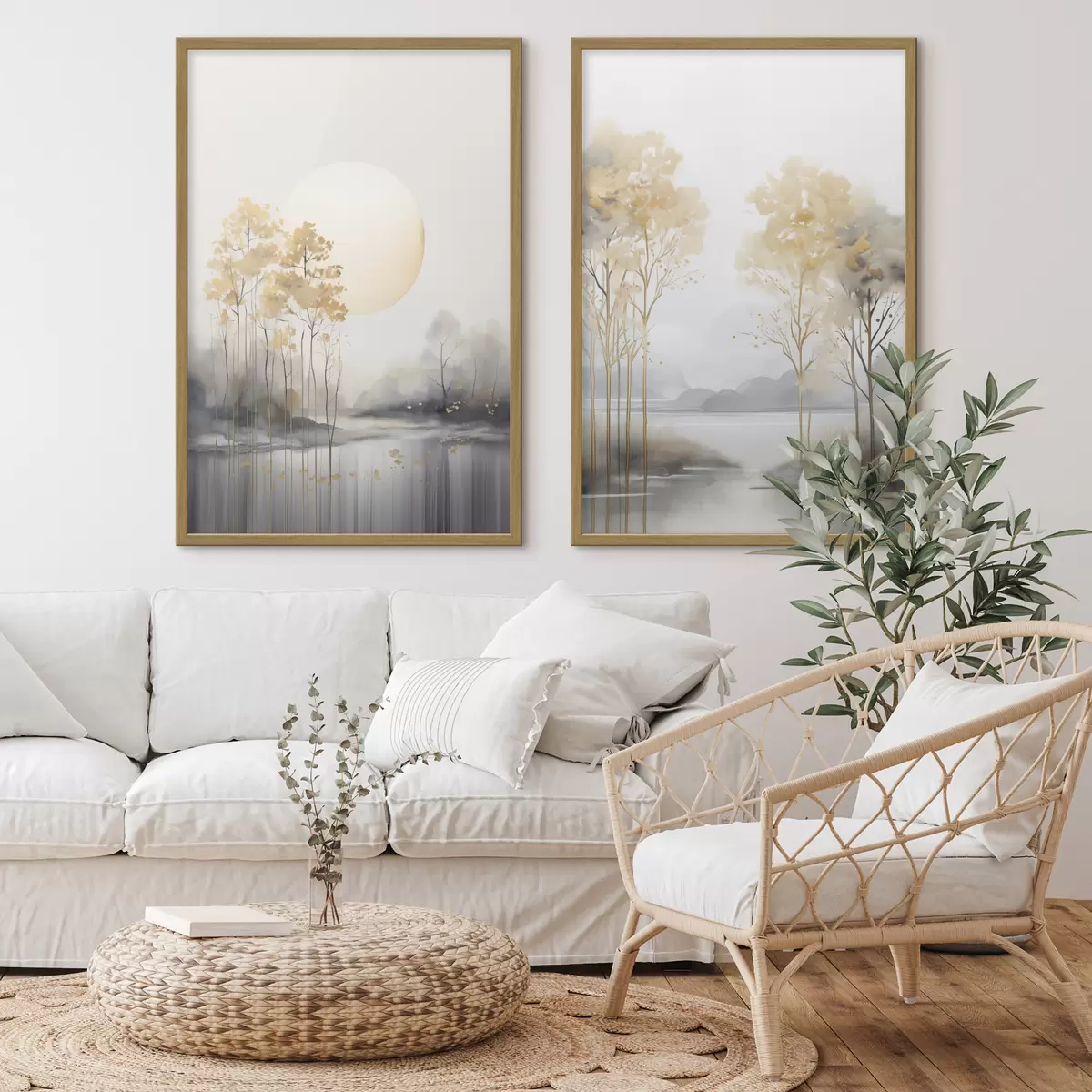 Poster Alberi autunnali nella foschia d01115
