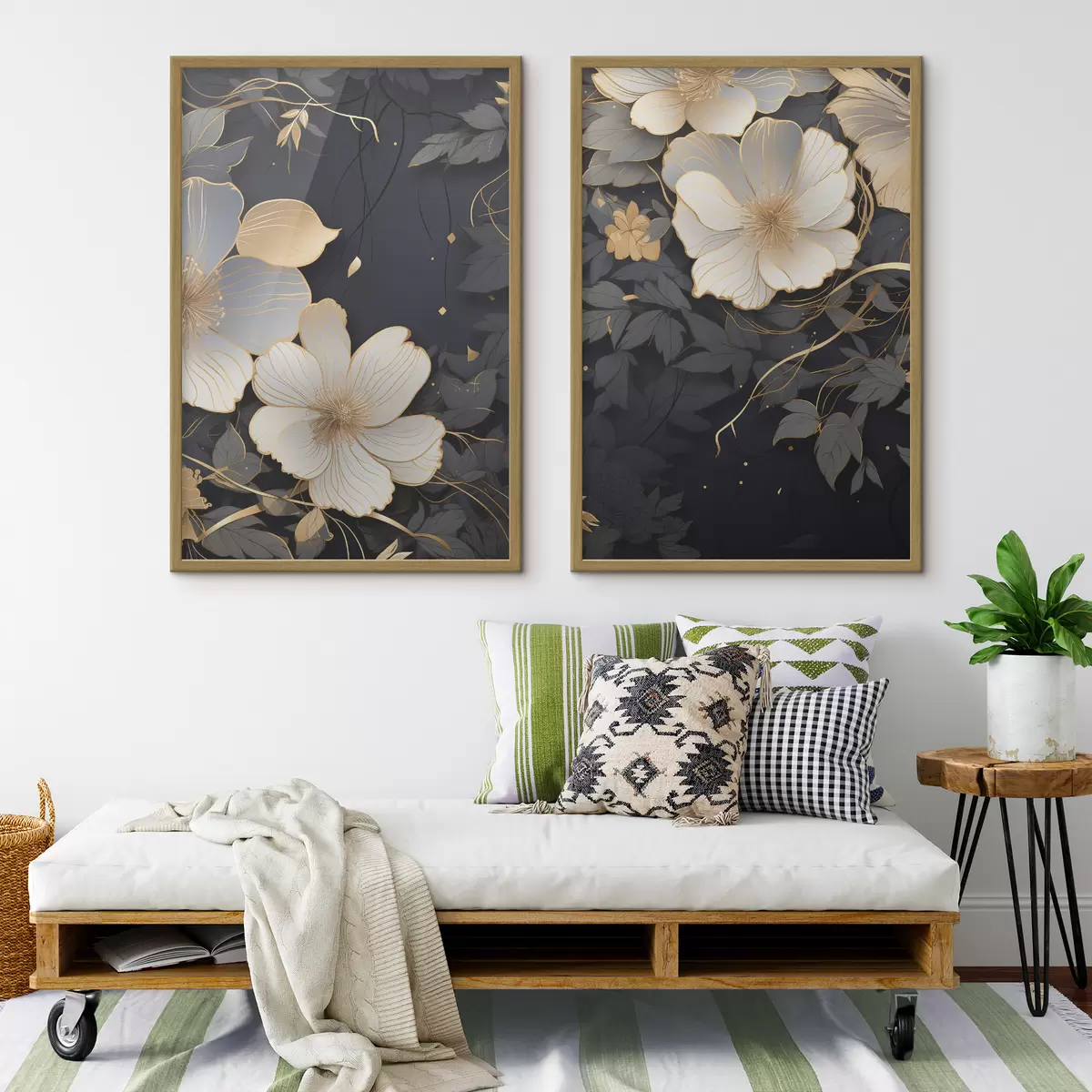 Poster Grandi fiori astratti su sfondo scuro d01066