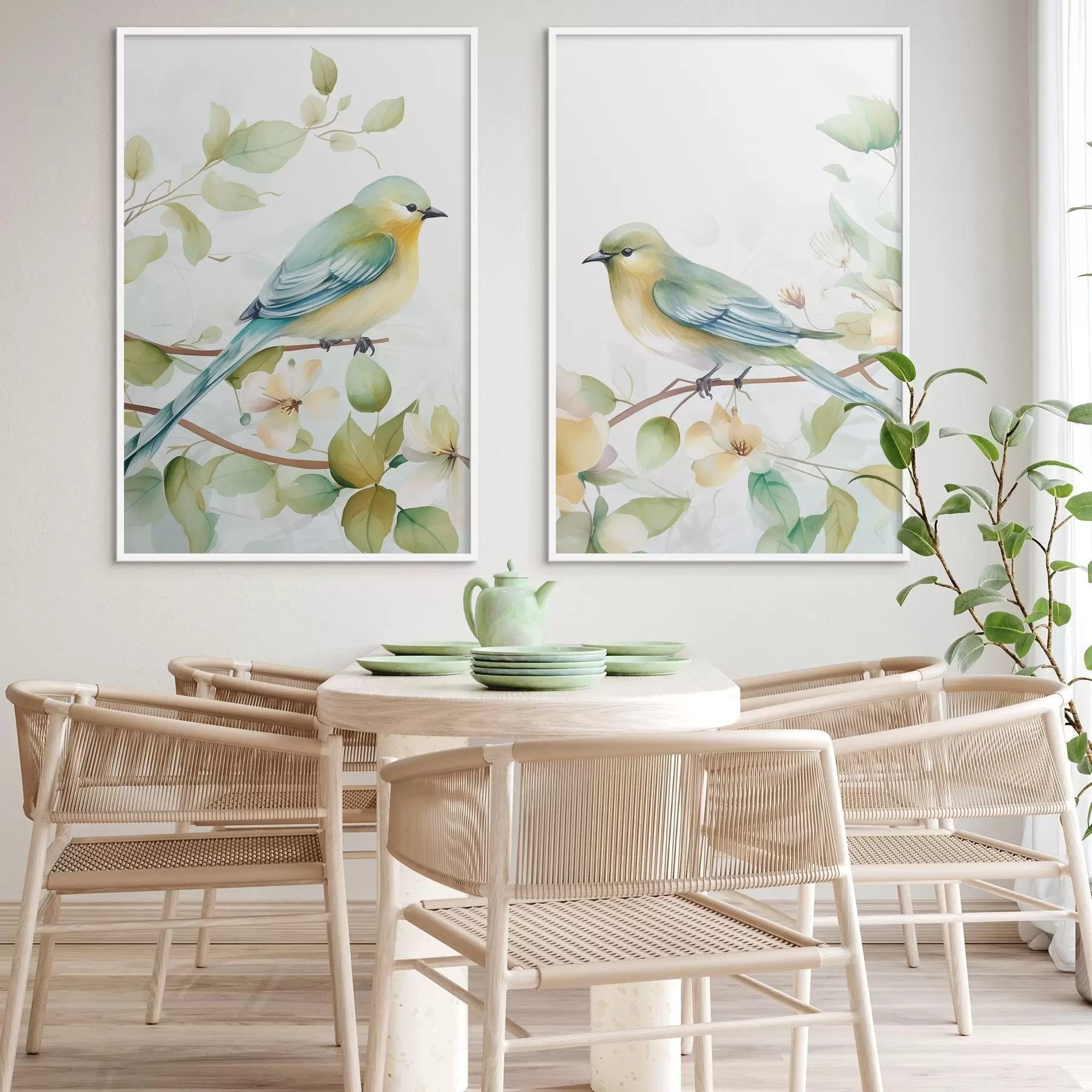 carta da parati Due cinciallegre sui rami di gelsomino nr. d01069