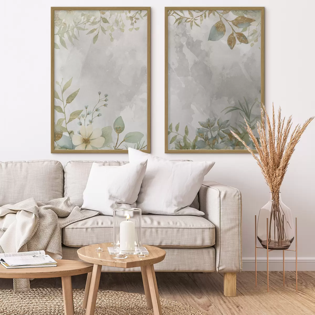Poster Piante delicate su sfondo grigio chiaro d01070