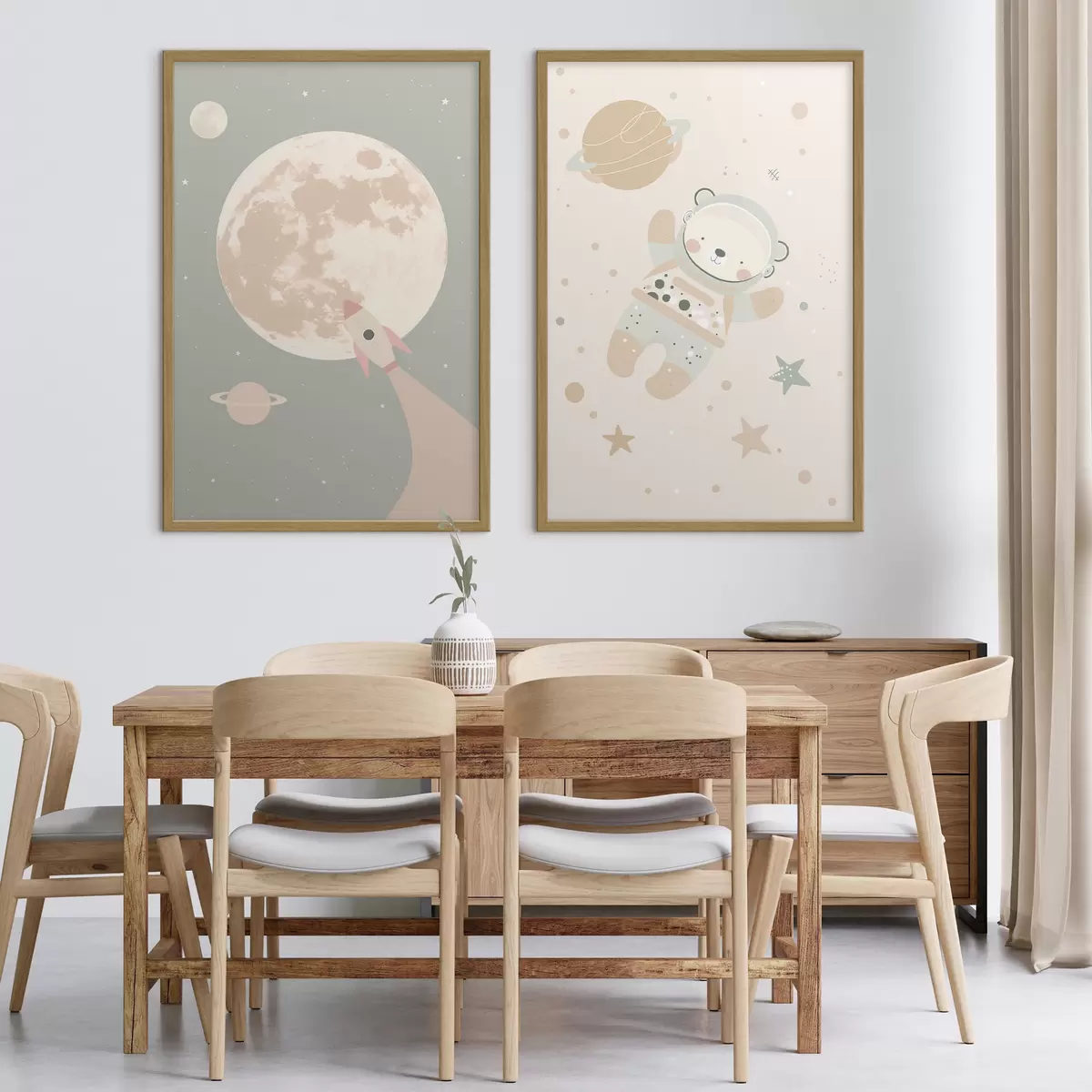 Poster Orso cosmonauta e luna d01138