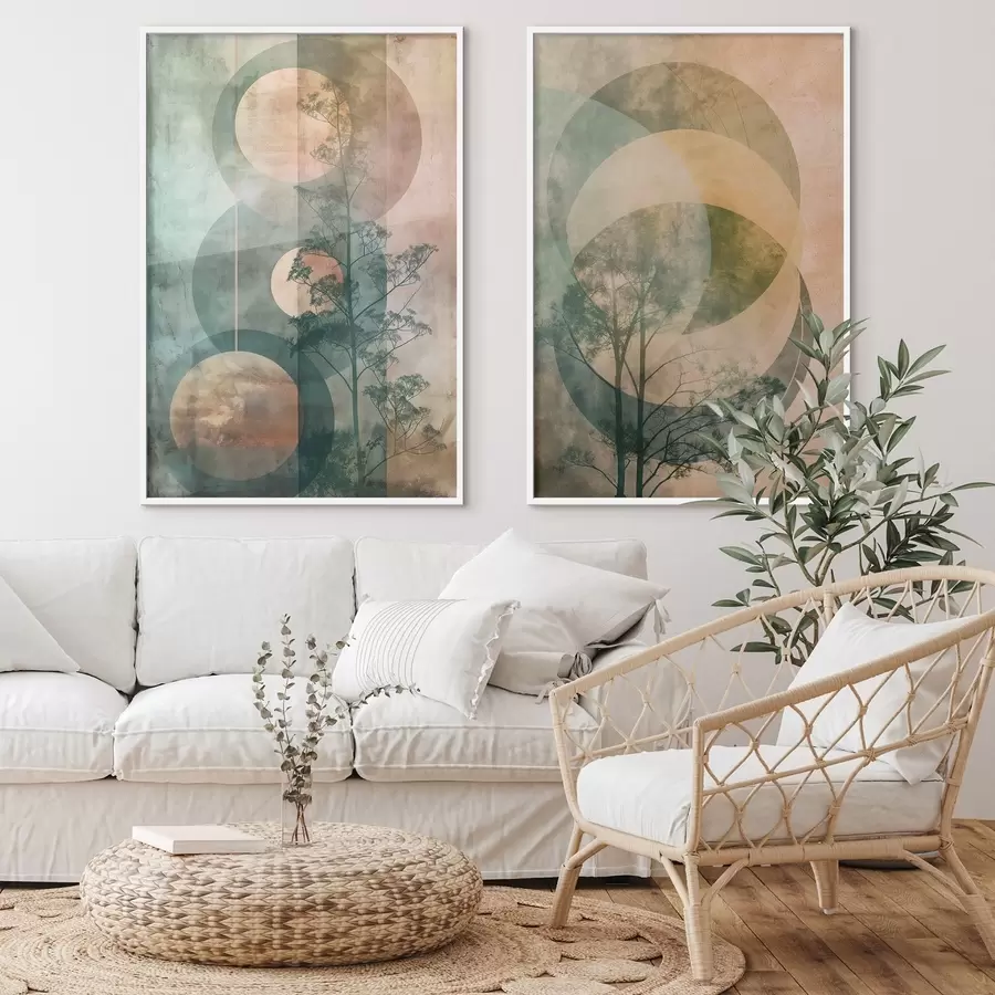 carta da parati Cerchi e foglie nr. d01145