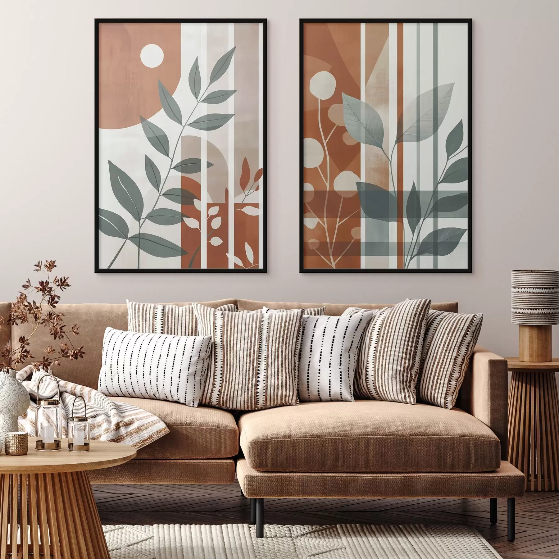 carta da parati Astrazione con rami di foglie nr. d01074