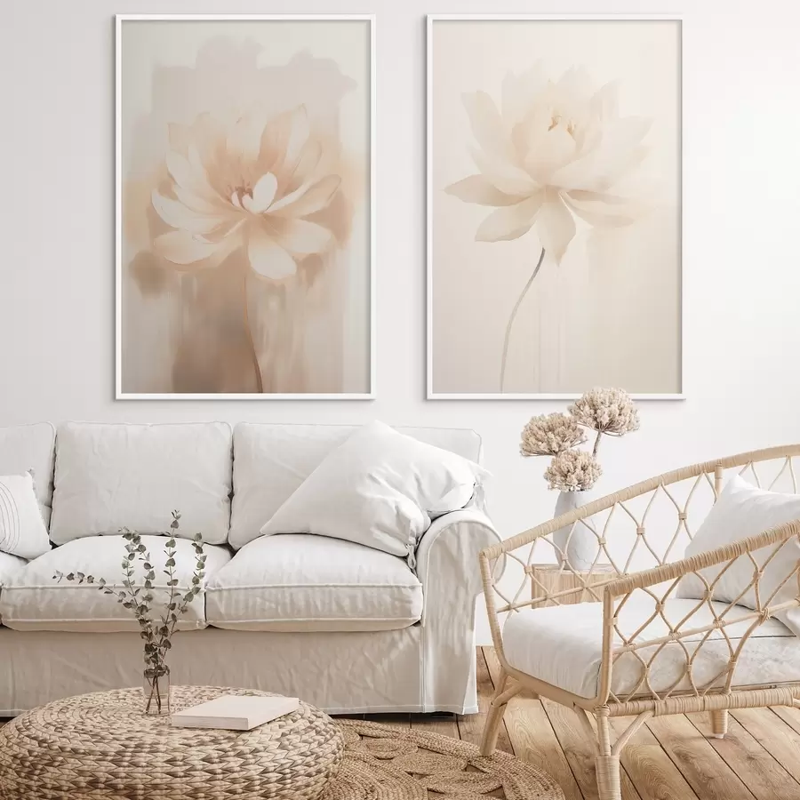 carta da parati Composizione floreale nei toni caldi del beige con pennellate leggere e sfondo arioso nr. d01087