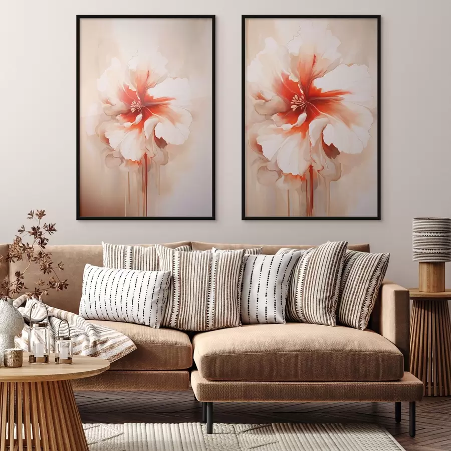 carta da parati Petali di corallo bianco su sfondo astratto, composizione tranquilla nr. d01089