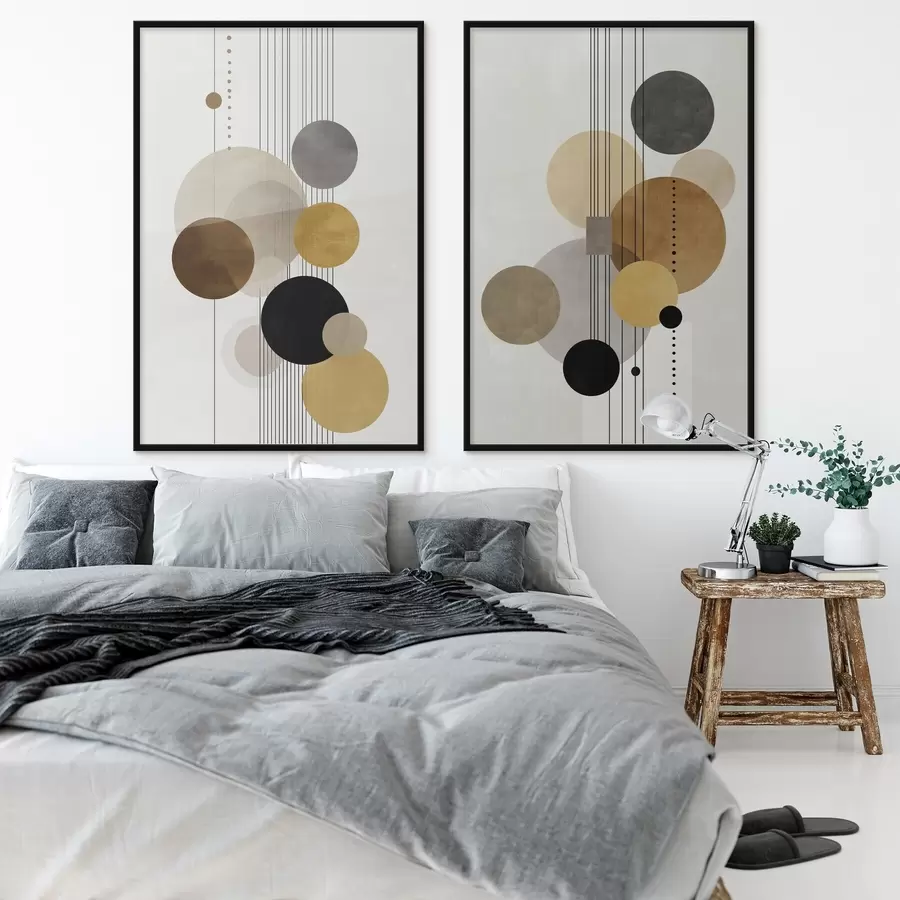 carta da parati astrazione con cerchi e linee in colori caldi nr. d01182