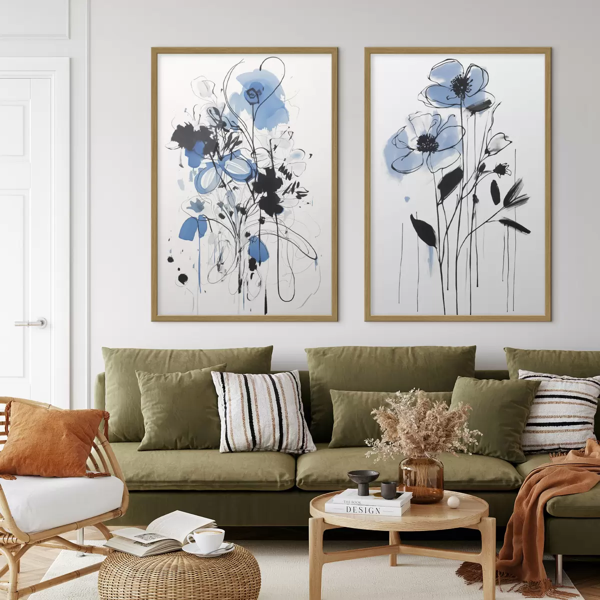 Poster Astrazione con macchie e fiori d01222