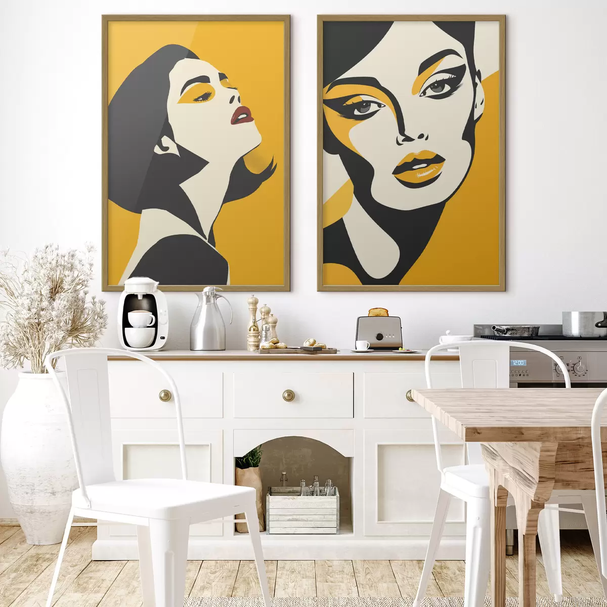 Poster Ritratto femminile nei toni del giallo d01229