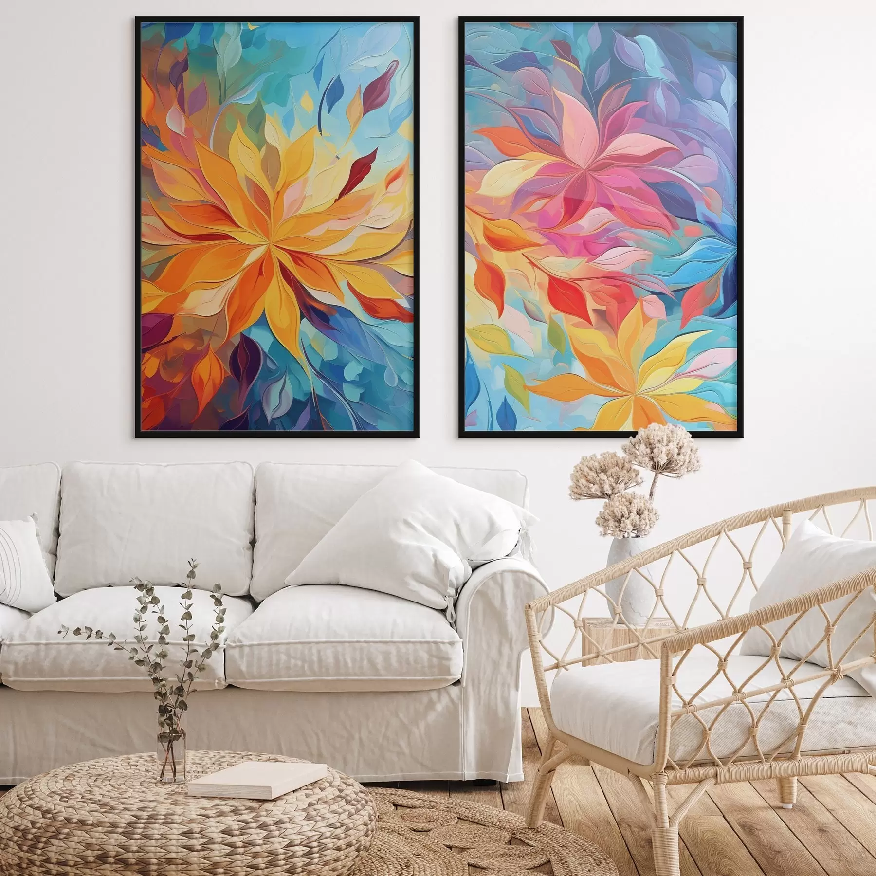 carta da parati Fiori astratti dai colori vivaci, imitazione di dipinto a olio nr. d01252