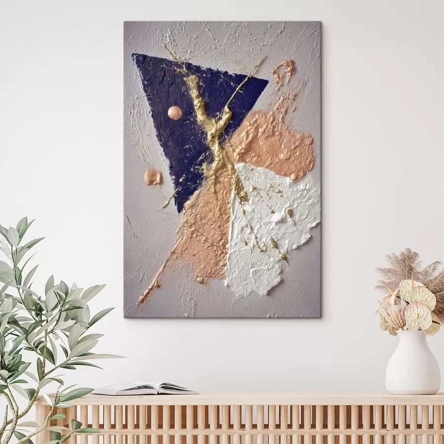 carta da parati Composizione astratta con un triangolo blu scuro e pennellate in rilievo in stile pittura a olio nr. s46953